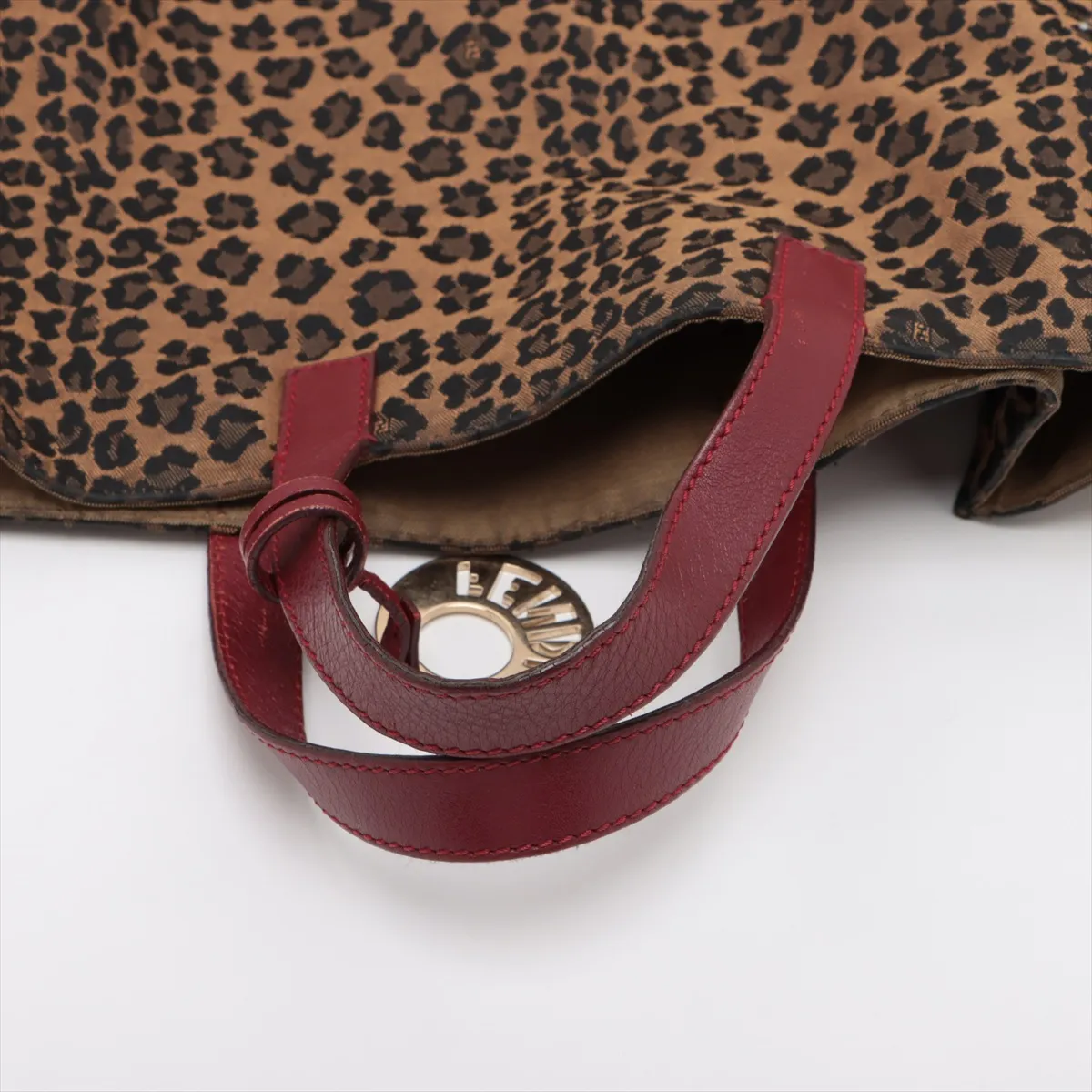canvas x leather tote bag brown x red 8BH173 — view 5