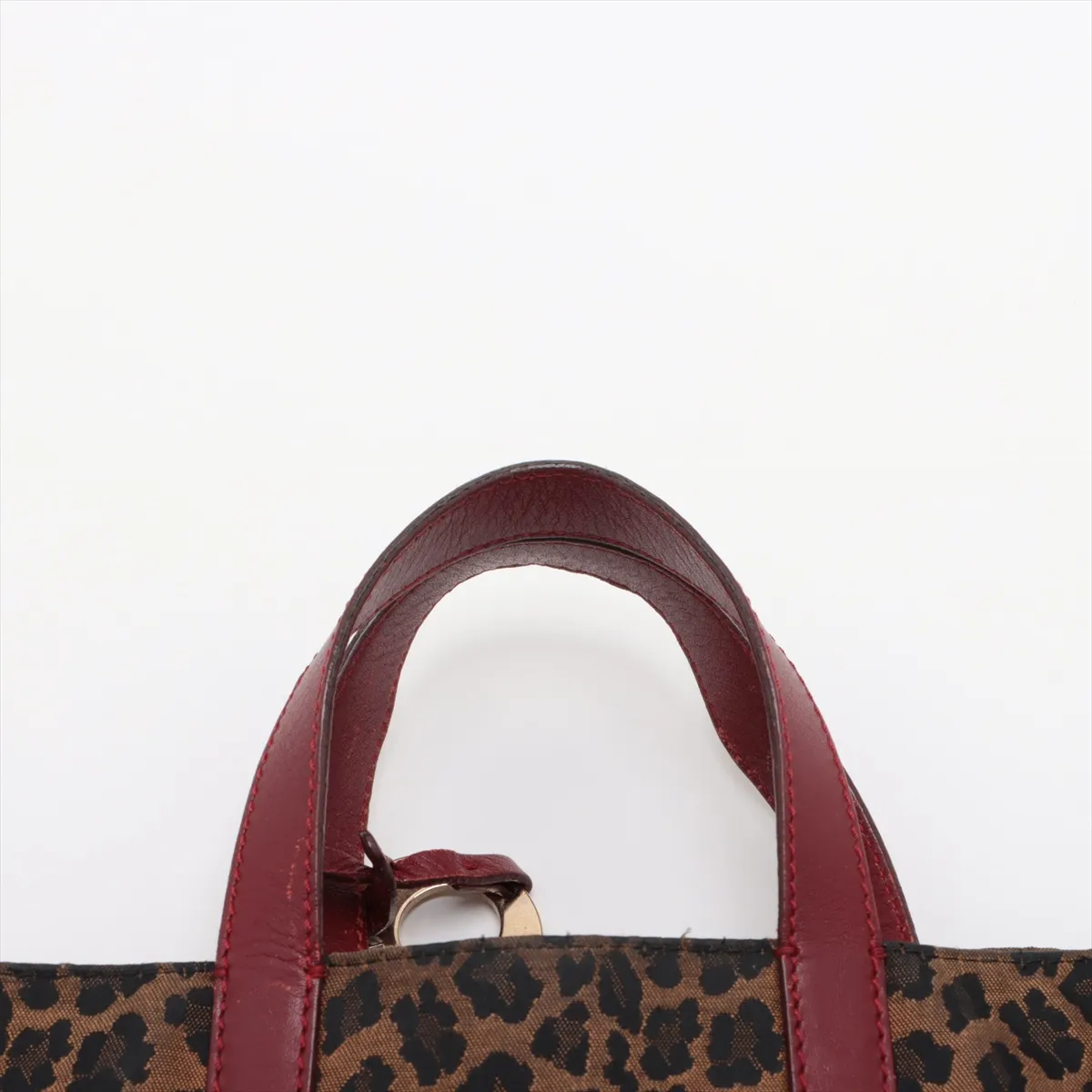canvas x leather tote bag brown x red 8BH173 — view 6