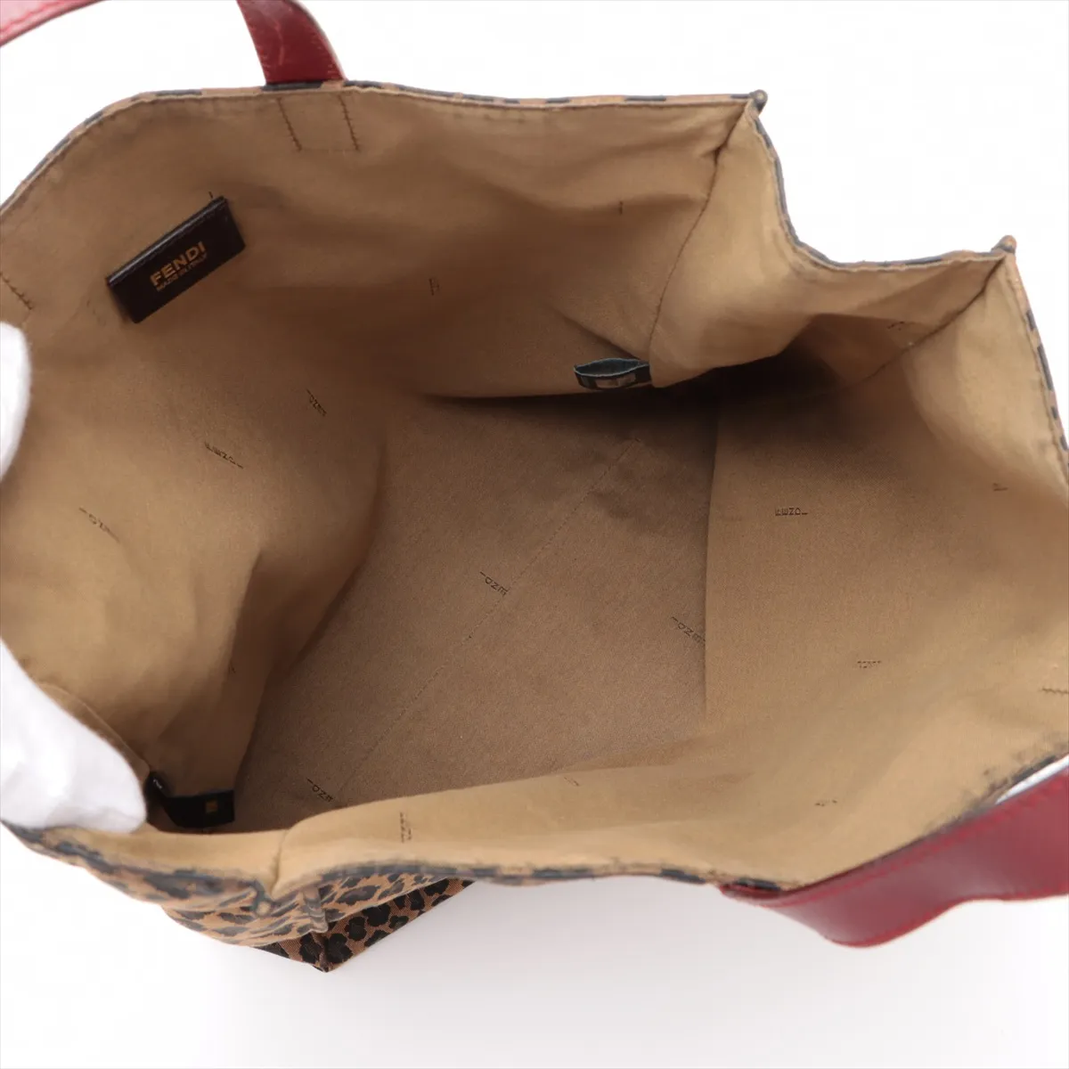 canvas x leather tote bag brown x red 8BH173 — view 7