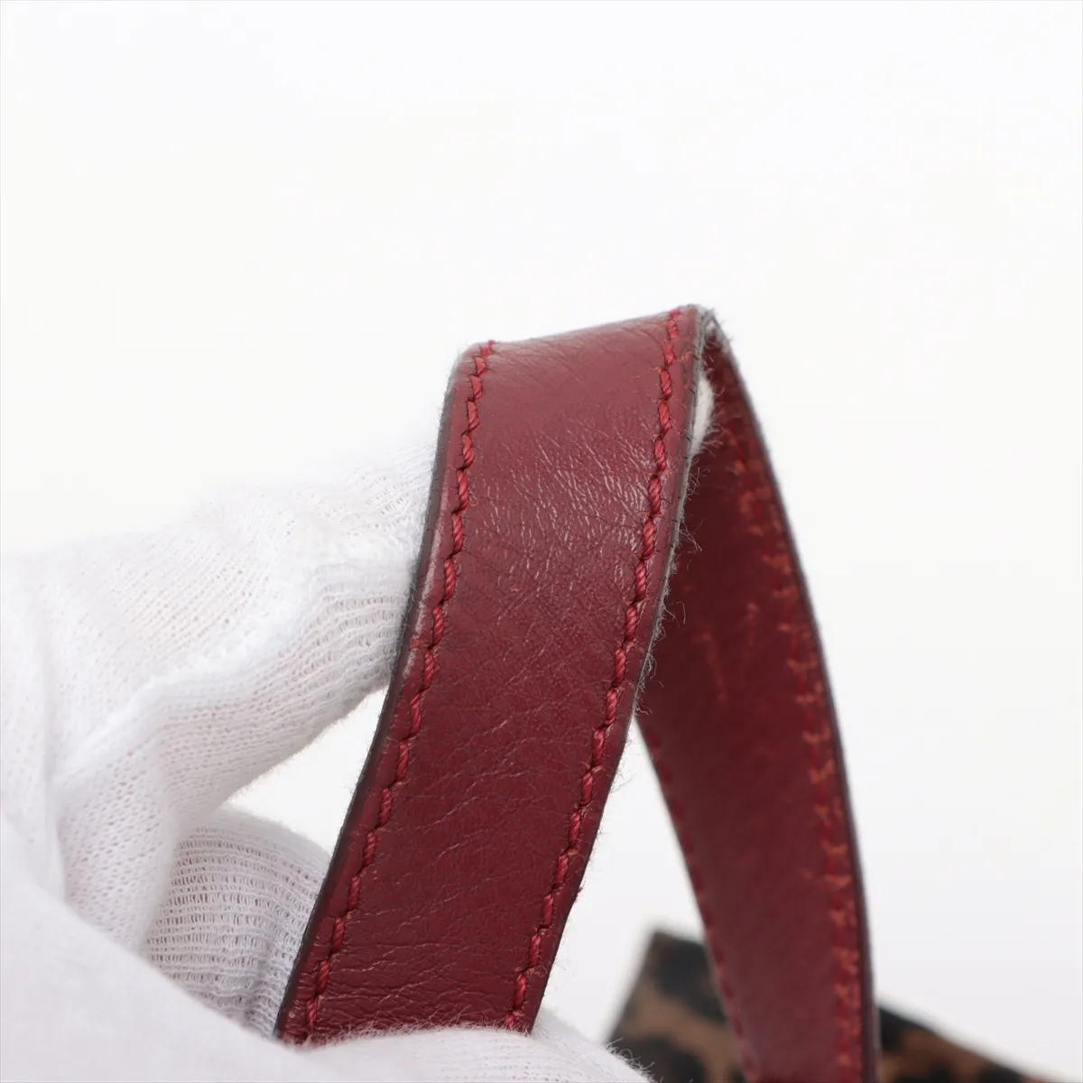 canvas x leather tote bag brown x red 8BH173 — view 10