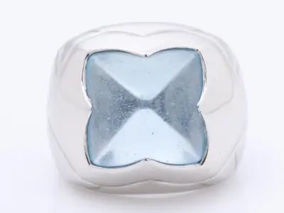 18K White Gold with Blue Topaz, 17.7g, #11, 750