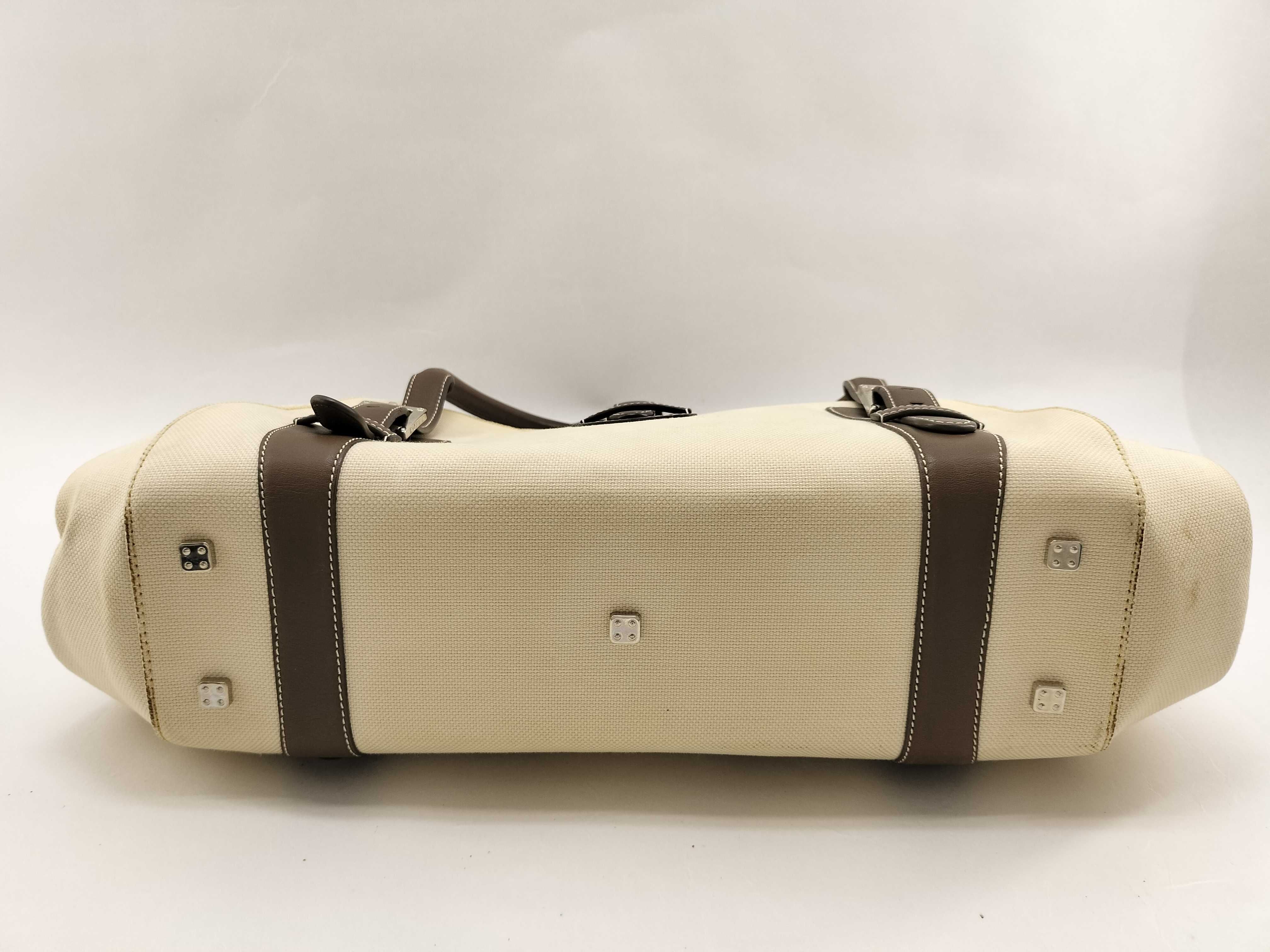 Senda Handbag, Leather & Canvas, Beige & Brown — view 8