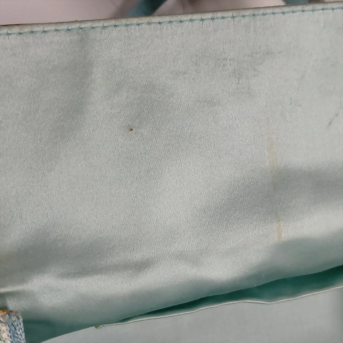 beaded leather handbag, blue, embellishments missing. — view 13