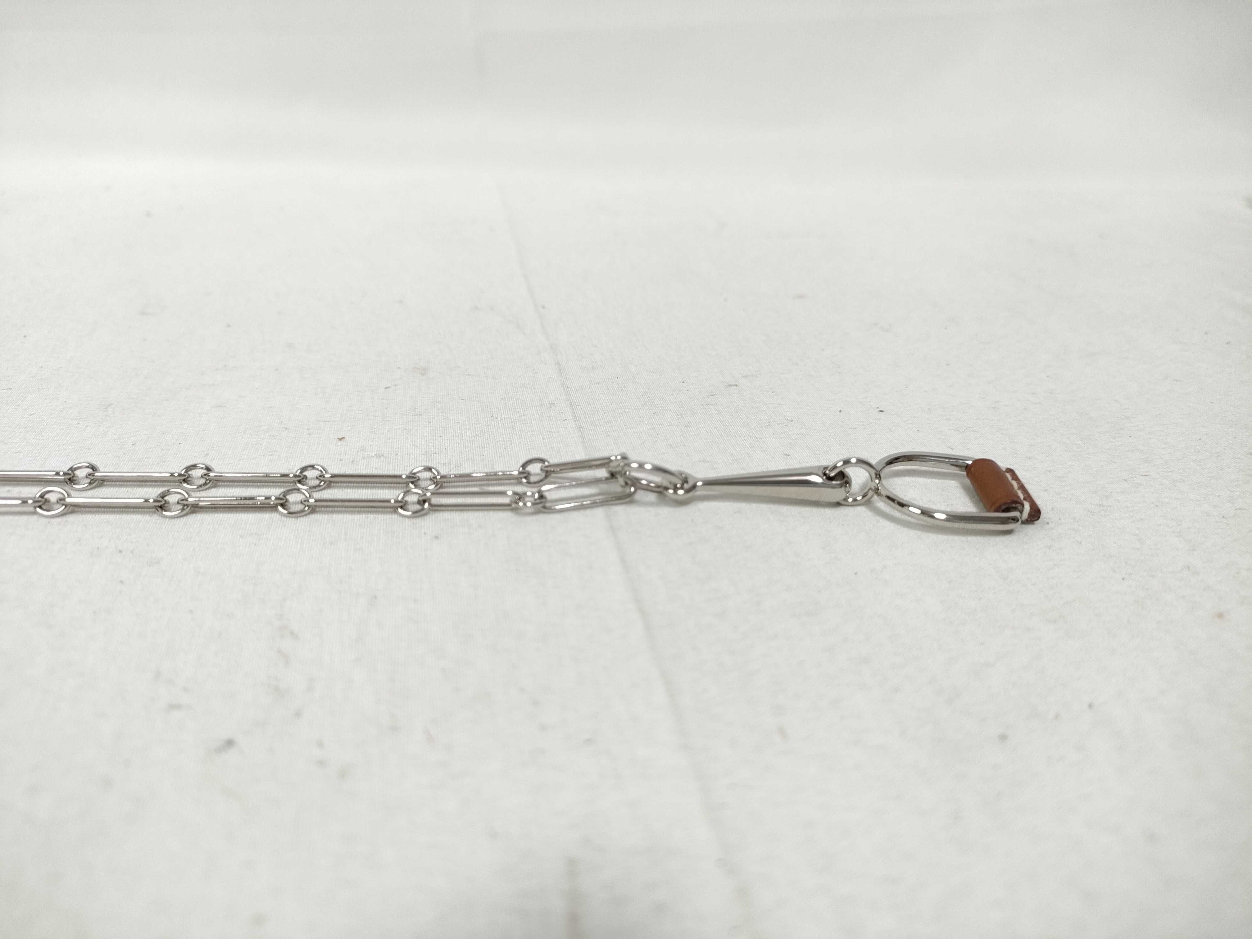 Heritage Esquette PM Leather Silver x Dark Brown Necklace — view 4