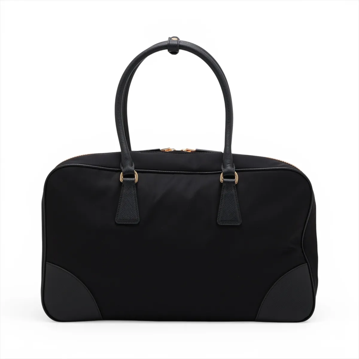 Tessuto Nylon x Leather 2-Way Handbag, Black — view 2