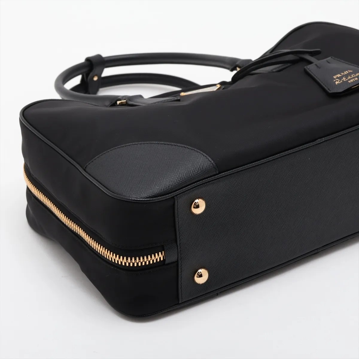 Tessuto Nylon x Leather 2-Way Handbag, Black — view 4