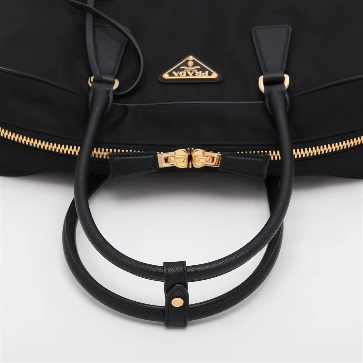 Tessuto Nylon x Leather 2-Way Handbag, Black — view 5