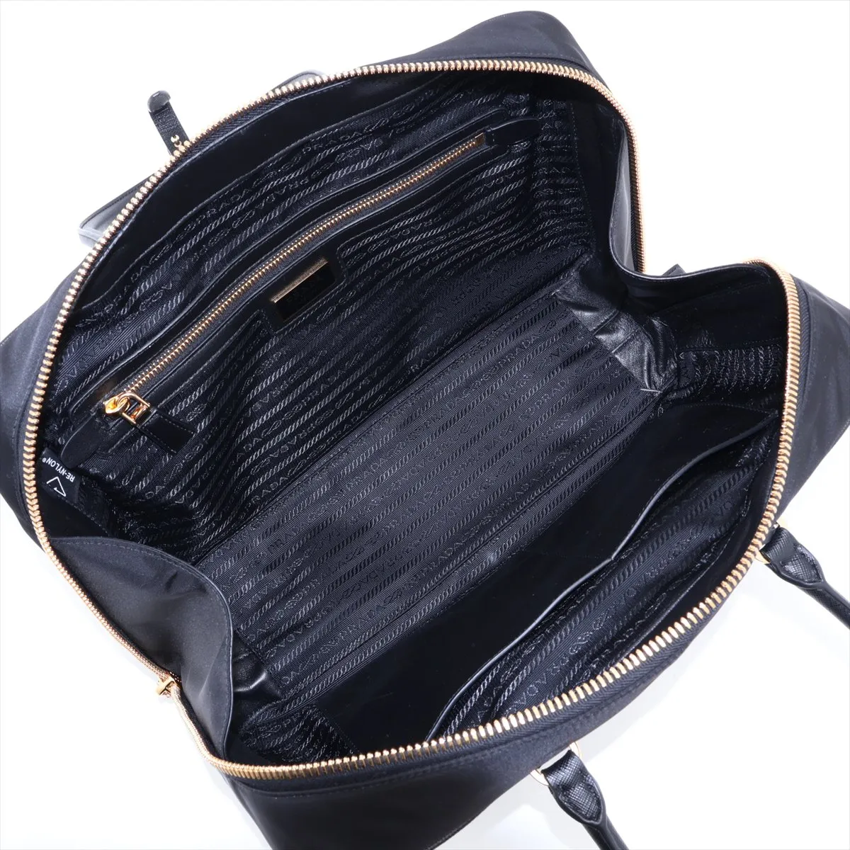 Tessuto Nylon x Leather 2-Way Handbag, Black — view 7