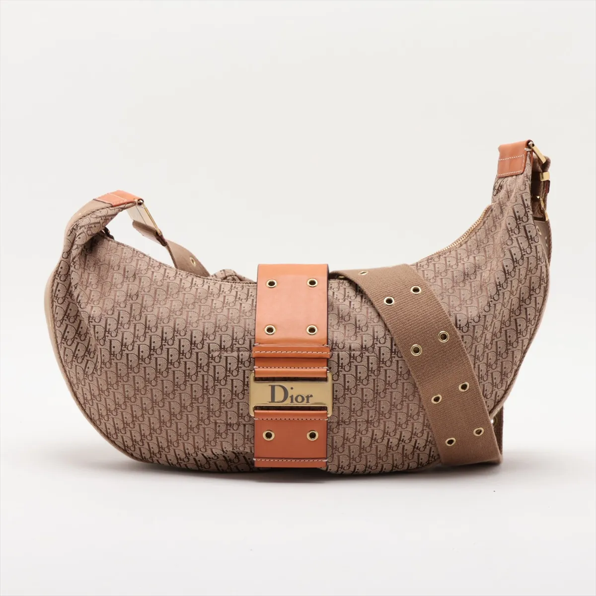 Trotter Street Chic Canvas x Leather Shoulder Bag, Brown