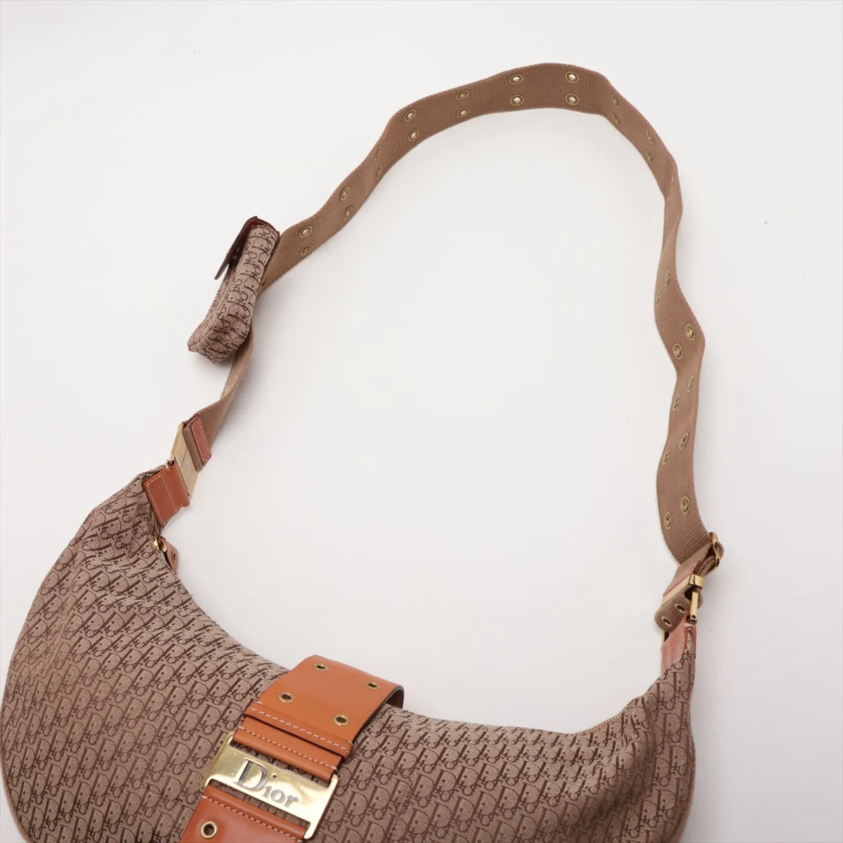 Trotter Street Chic Canvas x Leather Shoulder Bag, Brown — view 5