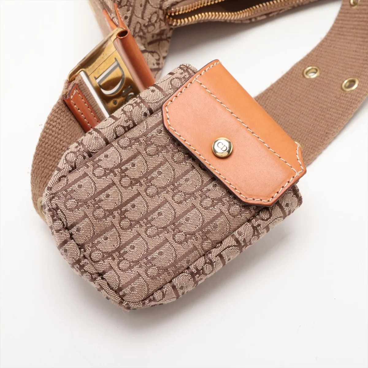 Trotter Street Chic Canvas x Leather Shoulder Bag, Brown — view 10