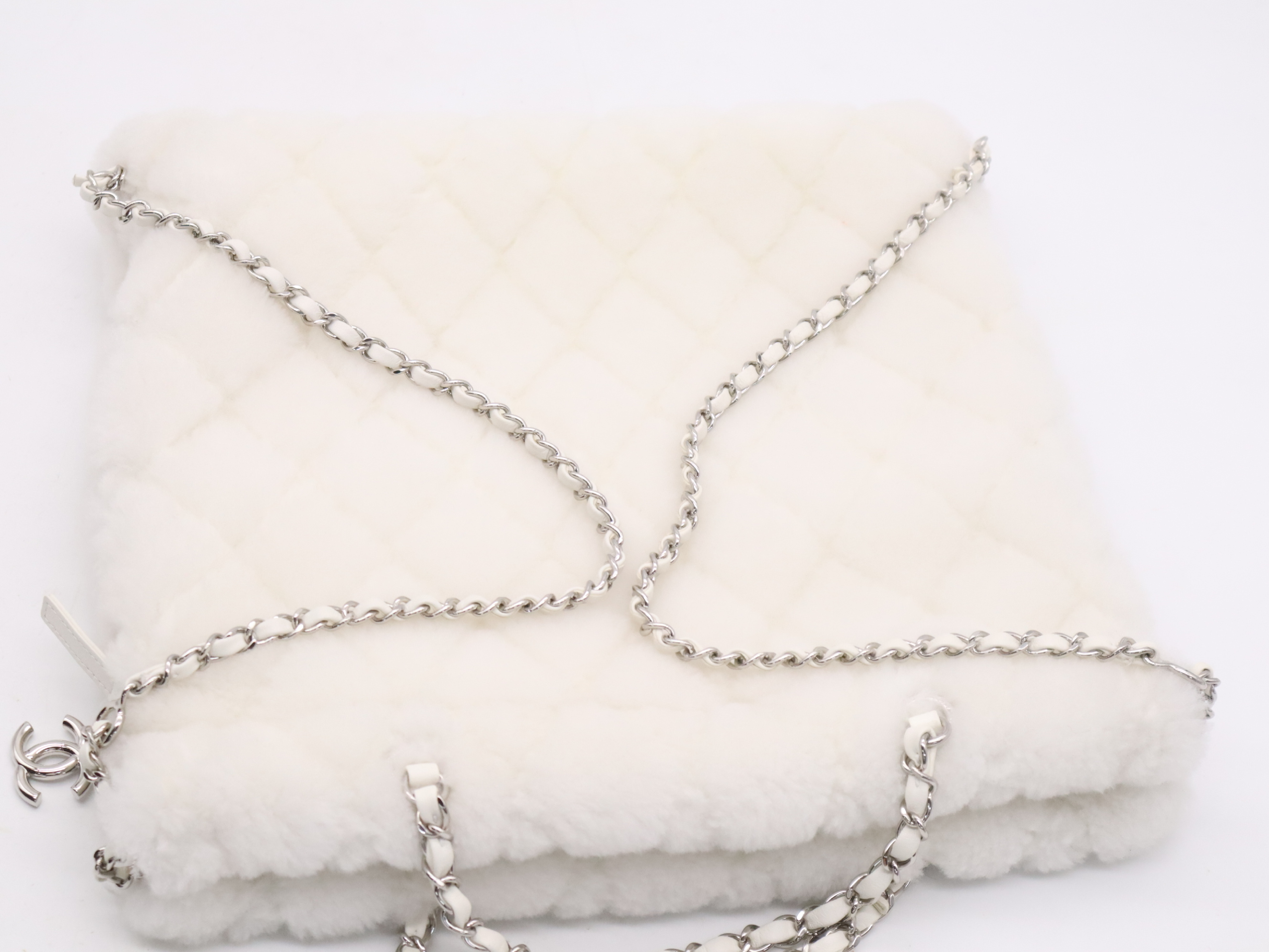AS4278 Shearling Lamb Backpack, White, with Dust Bag and Box, Plate TJU6LU12. — view 9