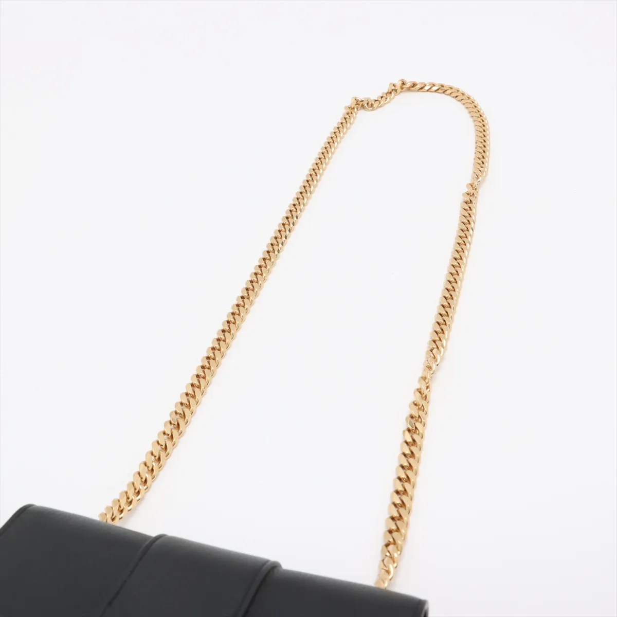 Triomphe Victoire Leather Chain Shoulder Bag, Black — view 5