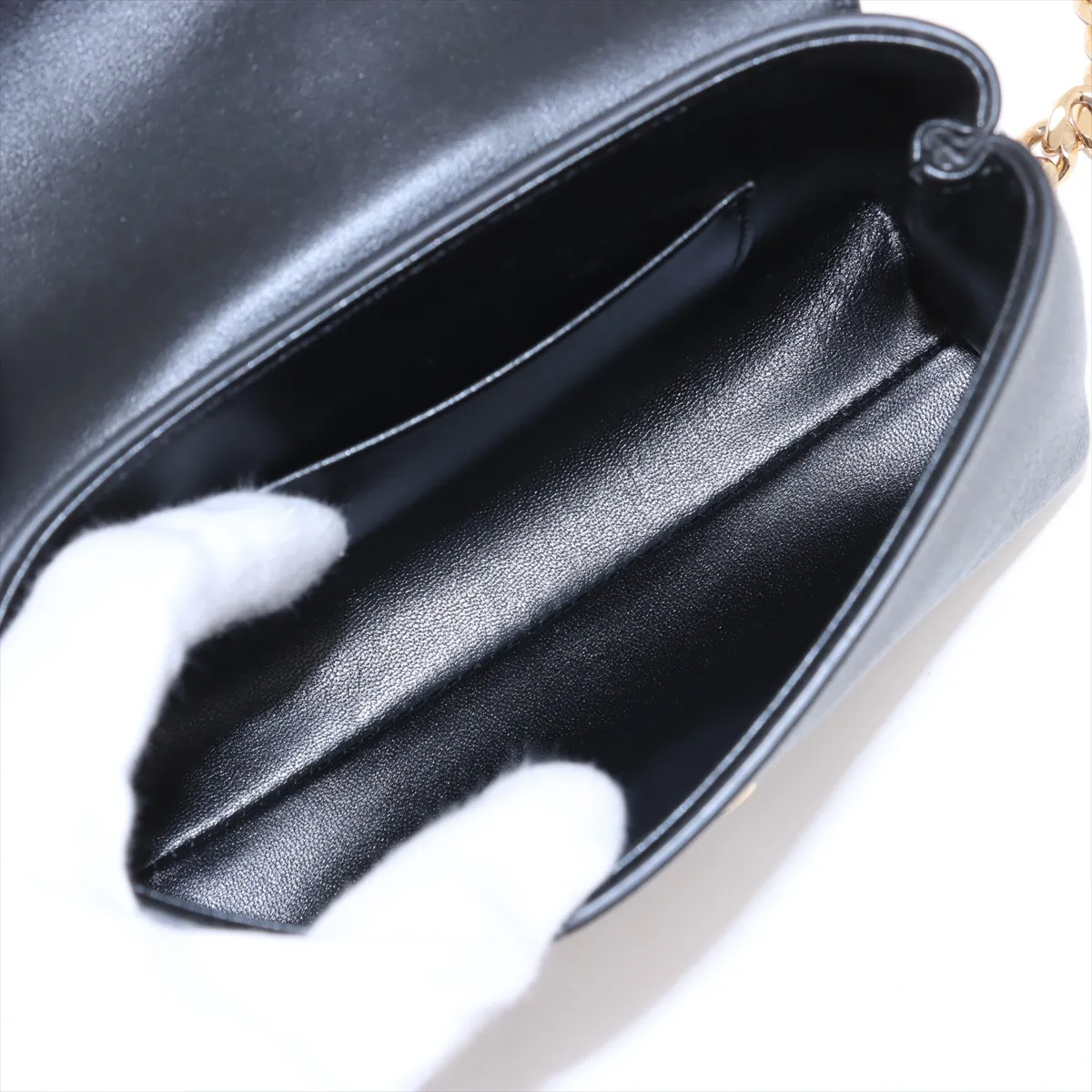 Triomphe Victoire Leather Chain Shoulder Bag, Black — view 6