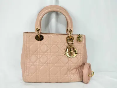 Lady Dior Cannage Leather Pink Handbag