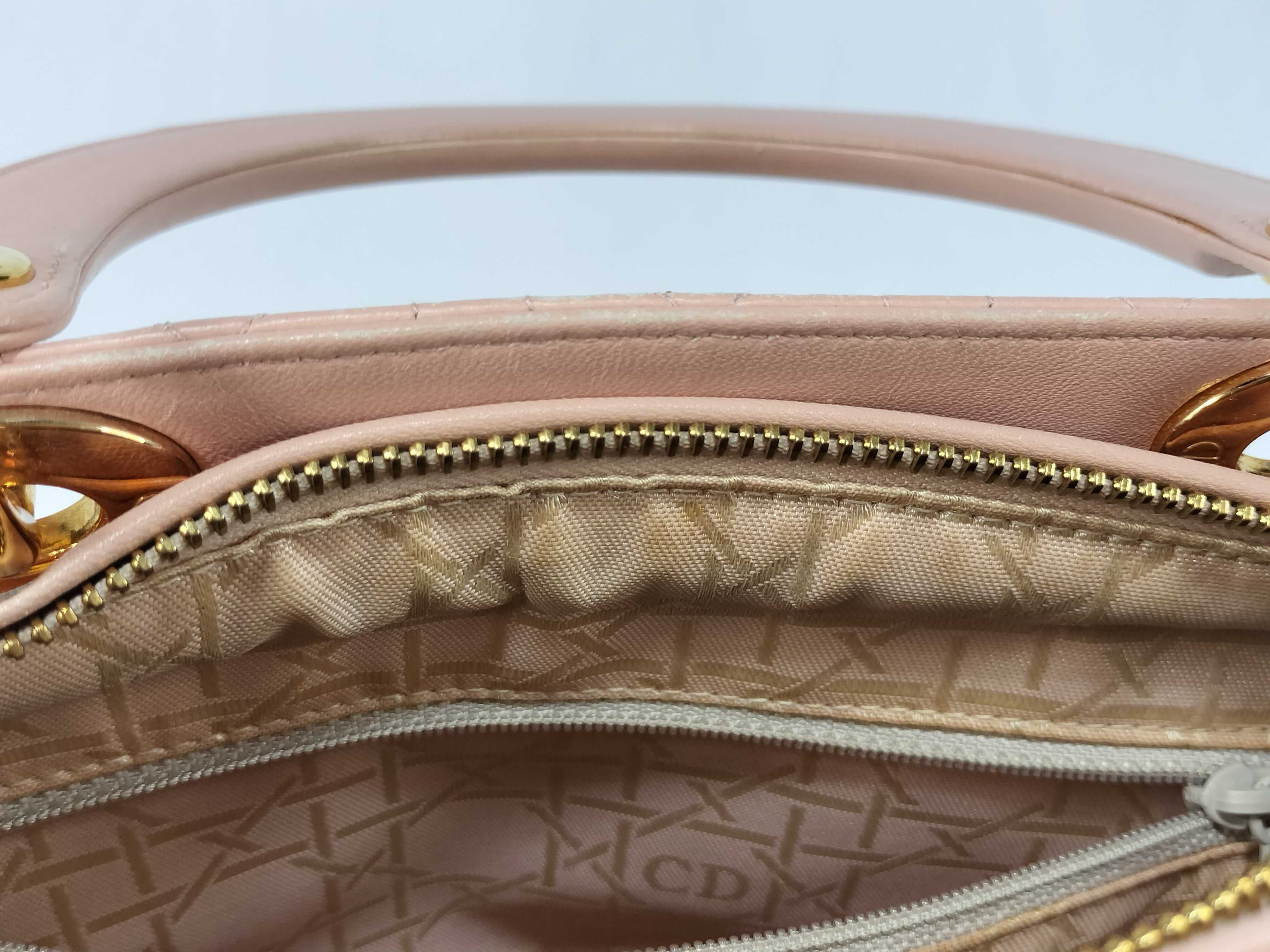 Lady Dior Cannage Leather Pink Handbag — view 13