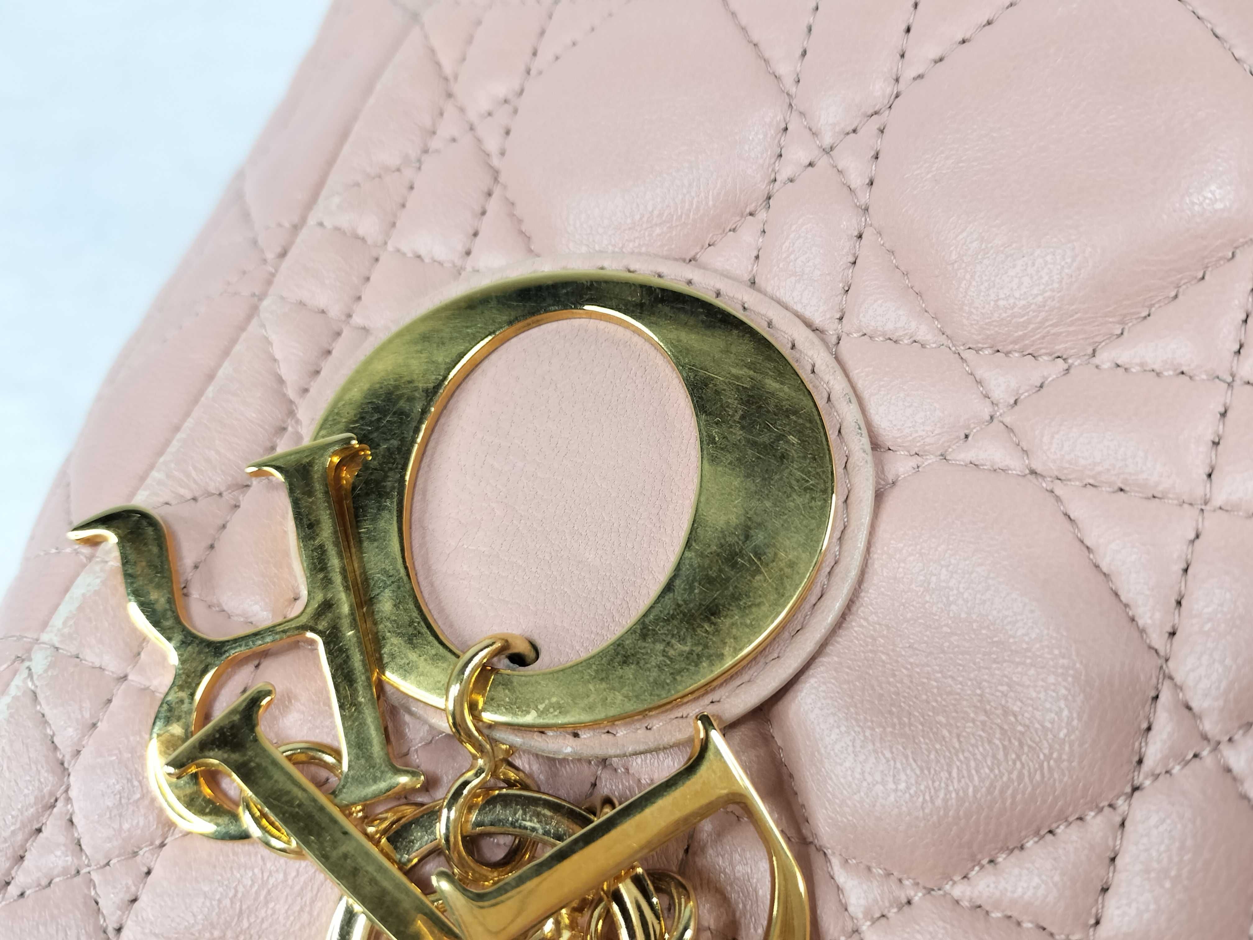 Lady Dior Cannage Leather Pink Handbag — view 14