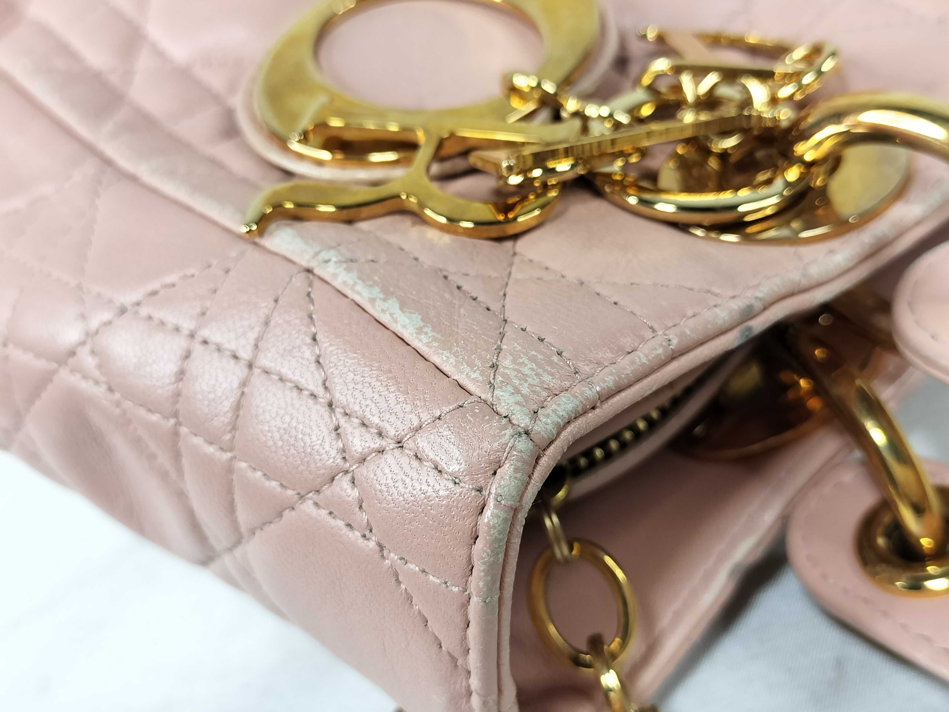 Lady Dior Cannage Leather Pink Handbag — view 15
