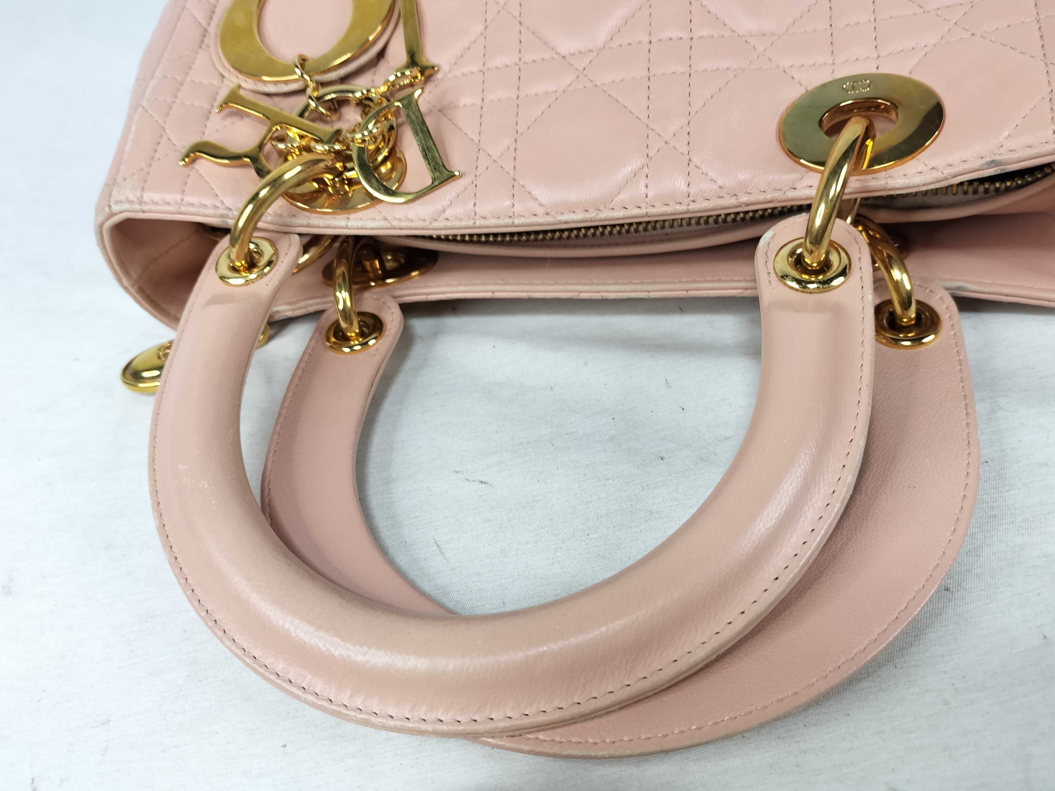 Lady Dior Cannage Leather Pink Handbag — view 3