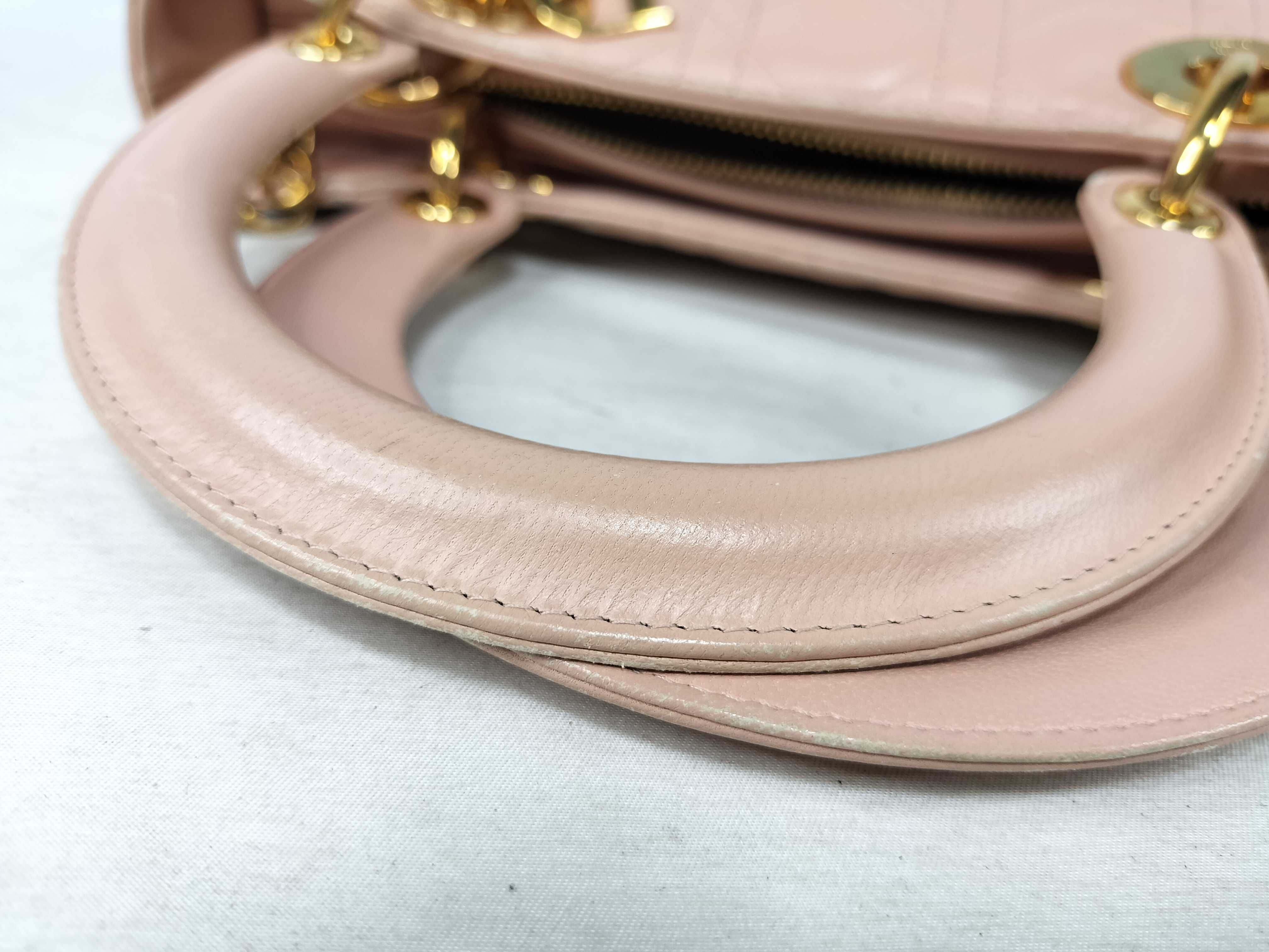 Lady Dior Cannage Leather Pink Handbag — view 4