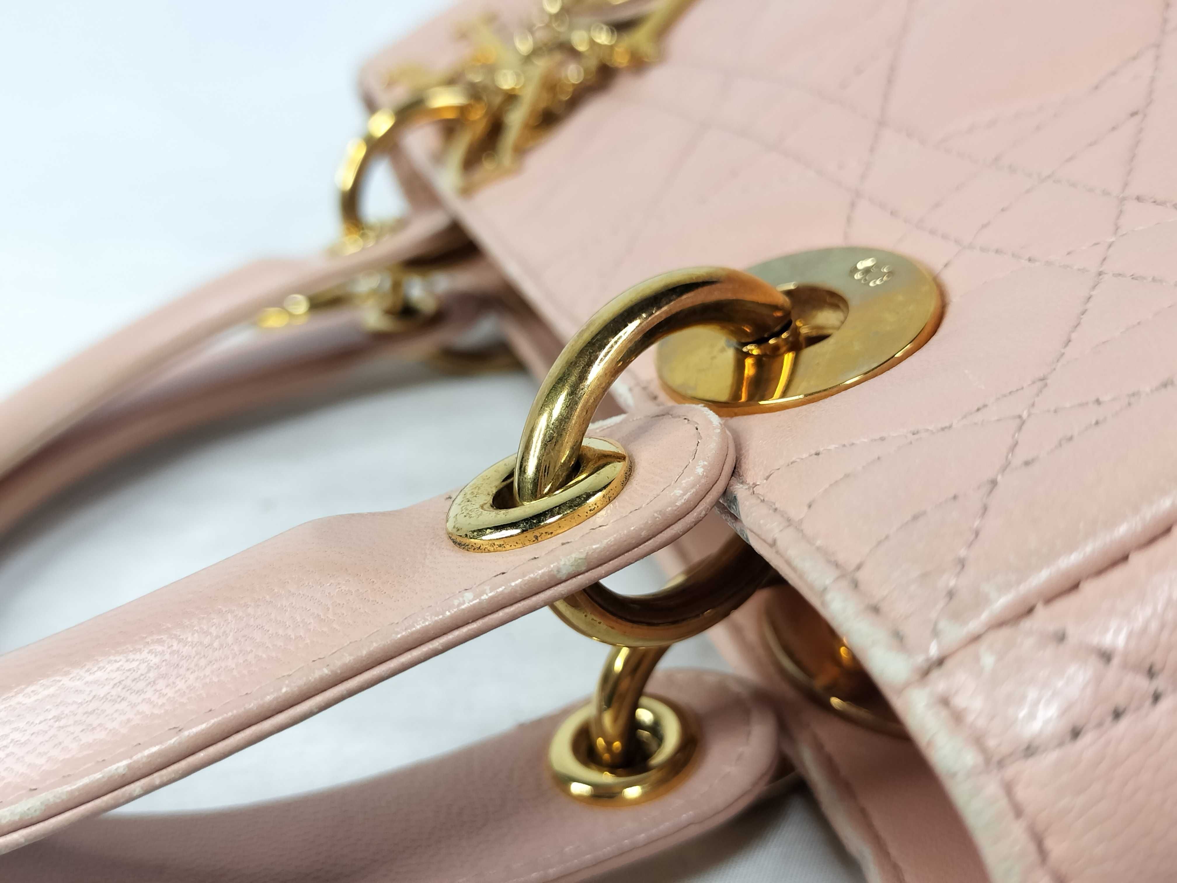 Lady Dior Cannage Leather Pink Handbag — view 5