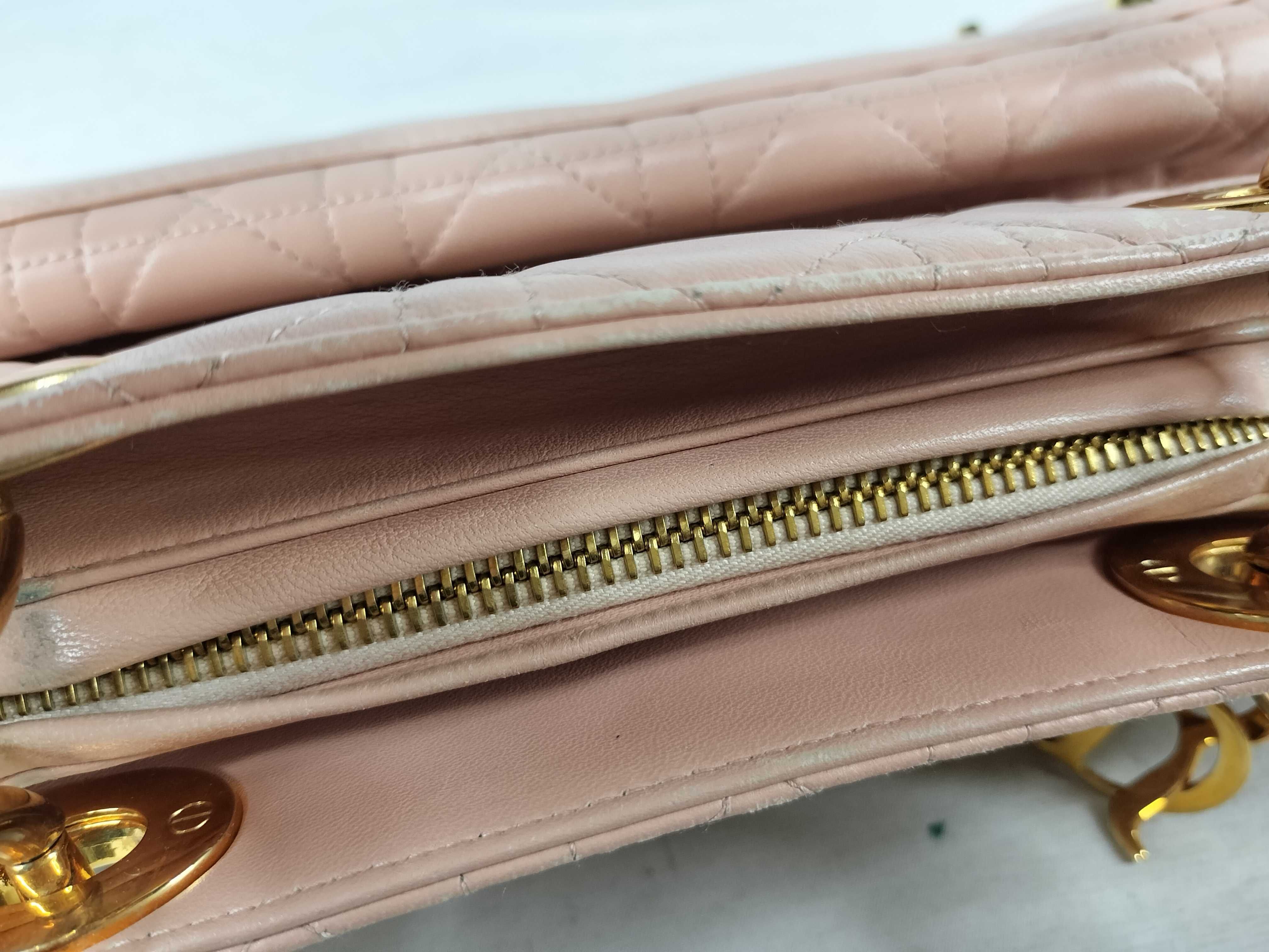 Lady Dior Cannage Leather Pink Handbag — view 6
