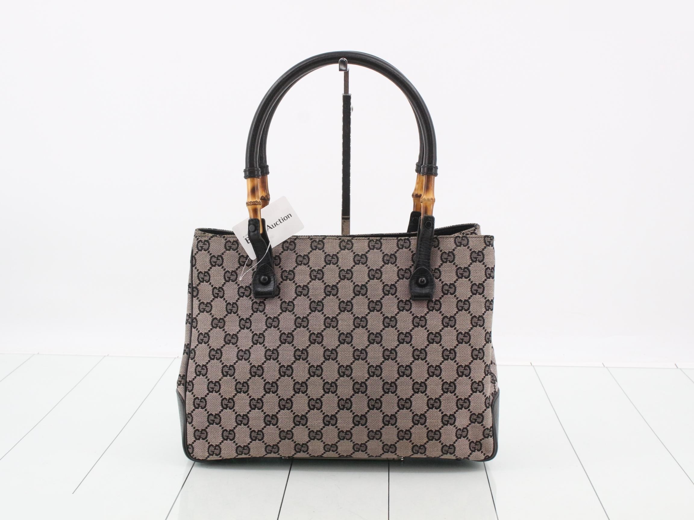 Bamboo Handbag, Canvas, Beige, 112526, 3444 — view 2