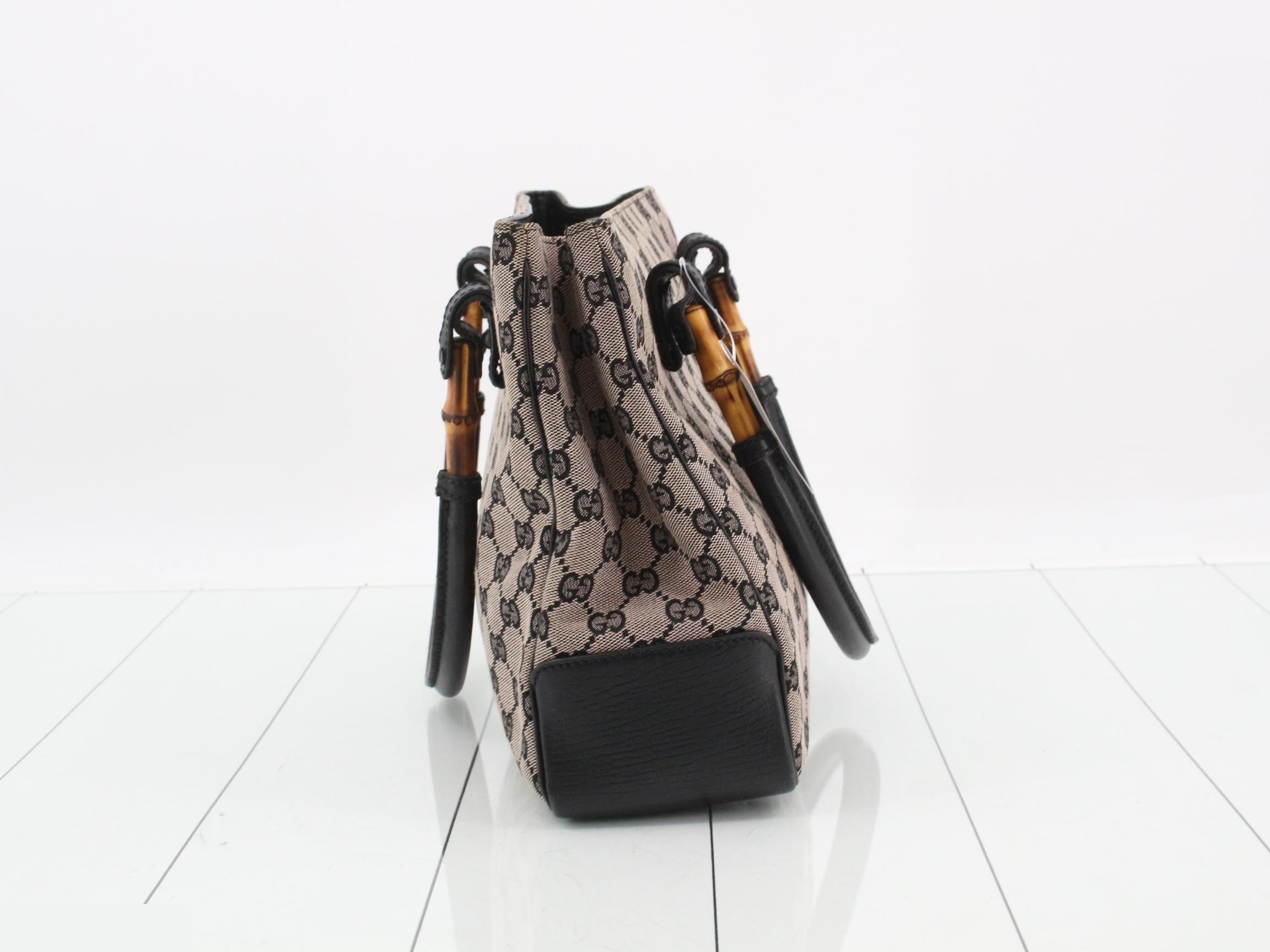 Bamboo Handbag, Canvas, Beige, 112526, 3444 — view 3
