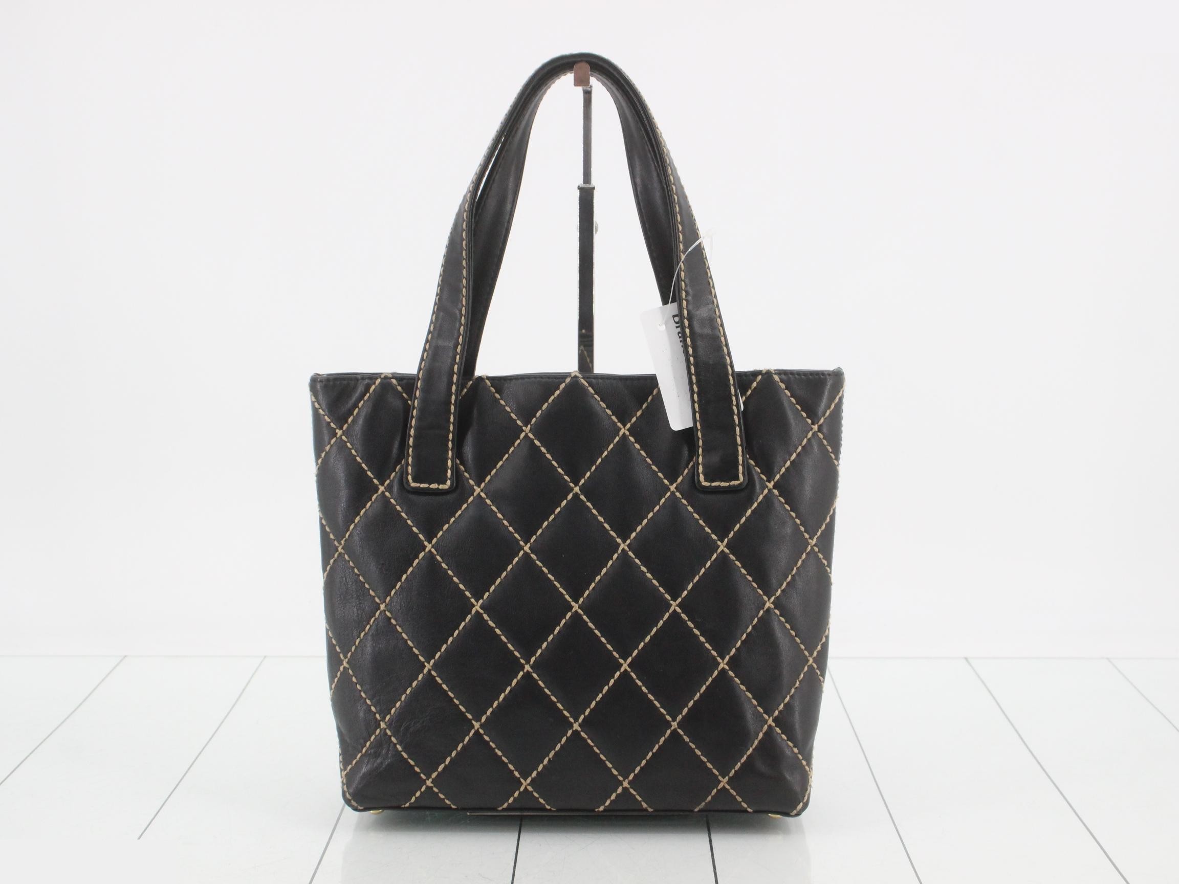 Wild Stitch Shopper Tote, Lambskin, Black, Series 7, Sticker Included, W24 — view 2