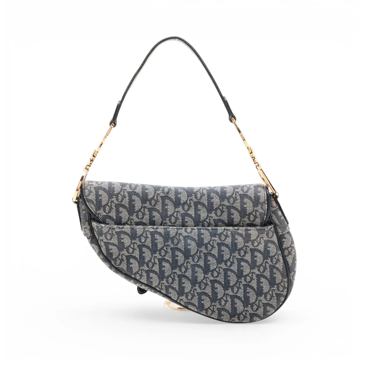 Trotter Saddle Bag Canvas x Leather Shoulder Bag Navy — view 2