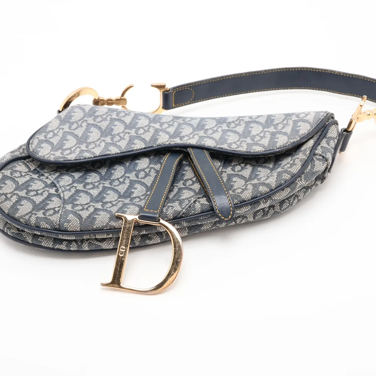 Trotter Saddle Bag Canvas x Leather Shoulder Bag Navy — view 3