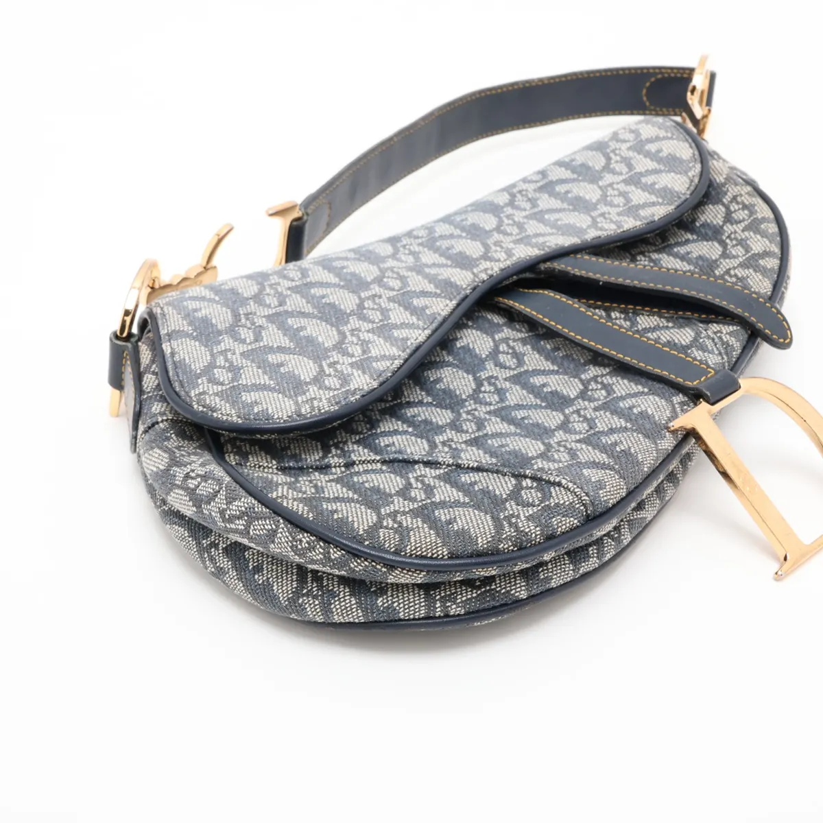 Trotter Saddle Bag Canvas x Leather Shoulder Bag Navy — view 4