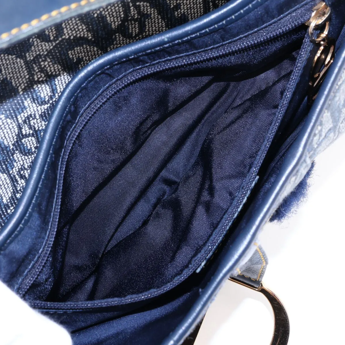 Trotter Saddle Bag Canvas x Leather Shoulder Bag Navy — view 8