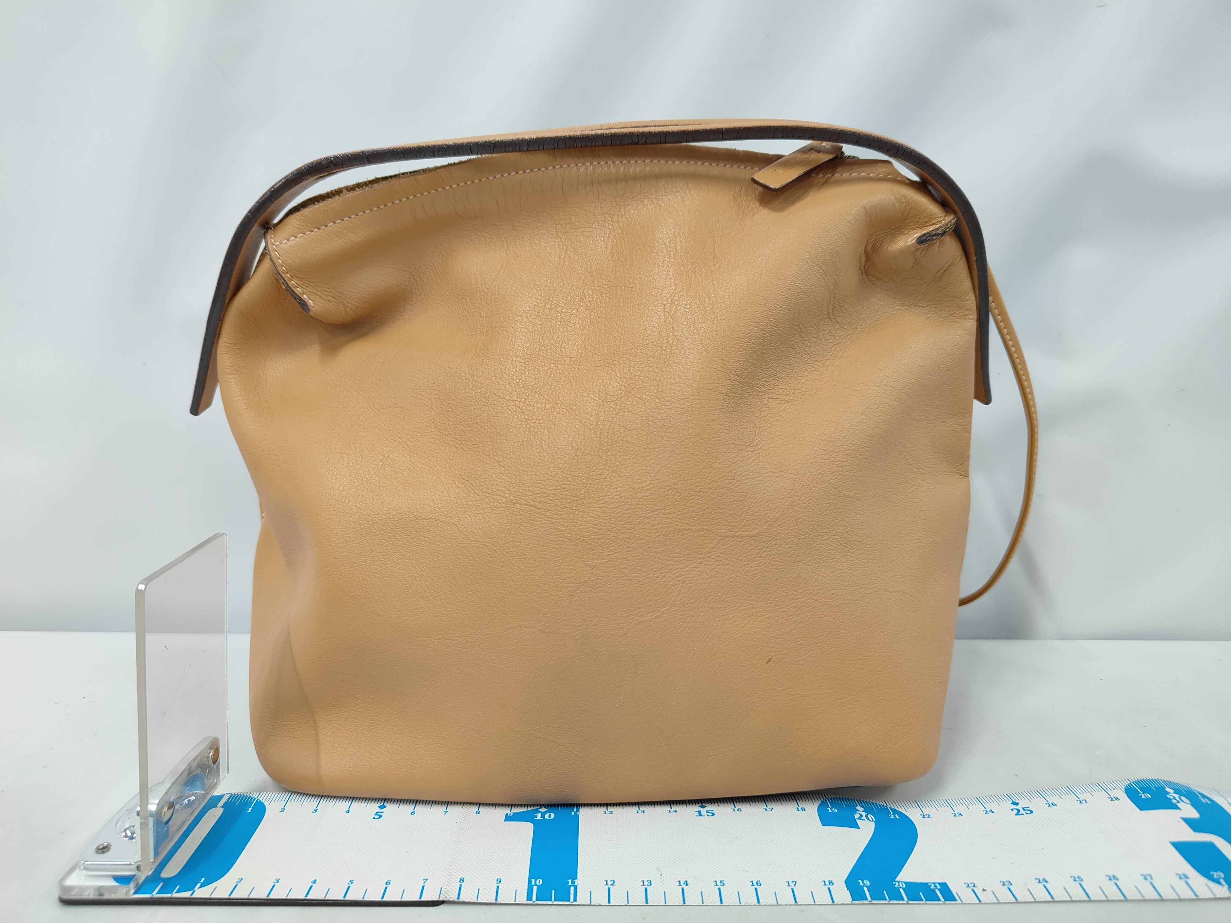 (Loewe) Soft Leather Camel-colored Old Handbag with Pouch — view 2