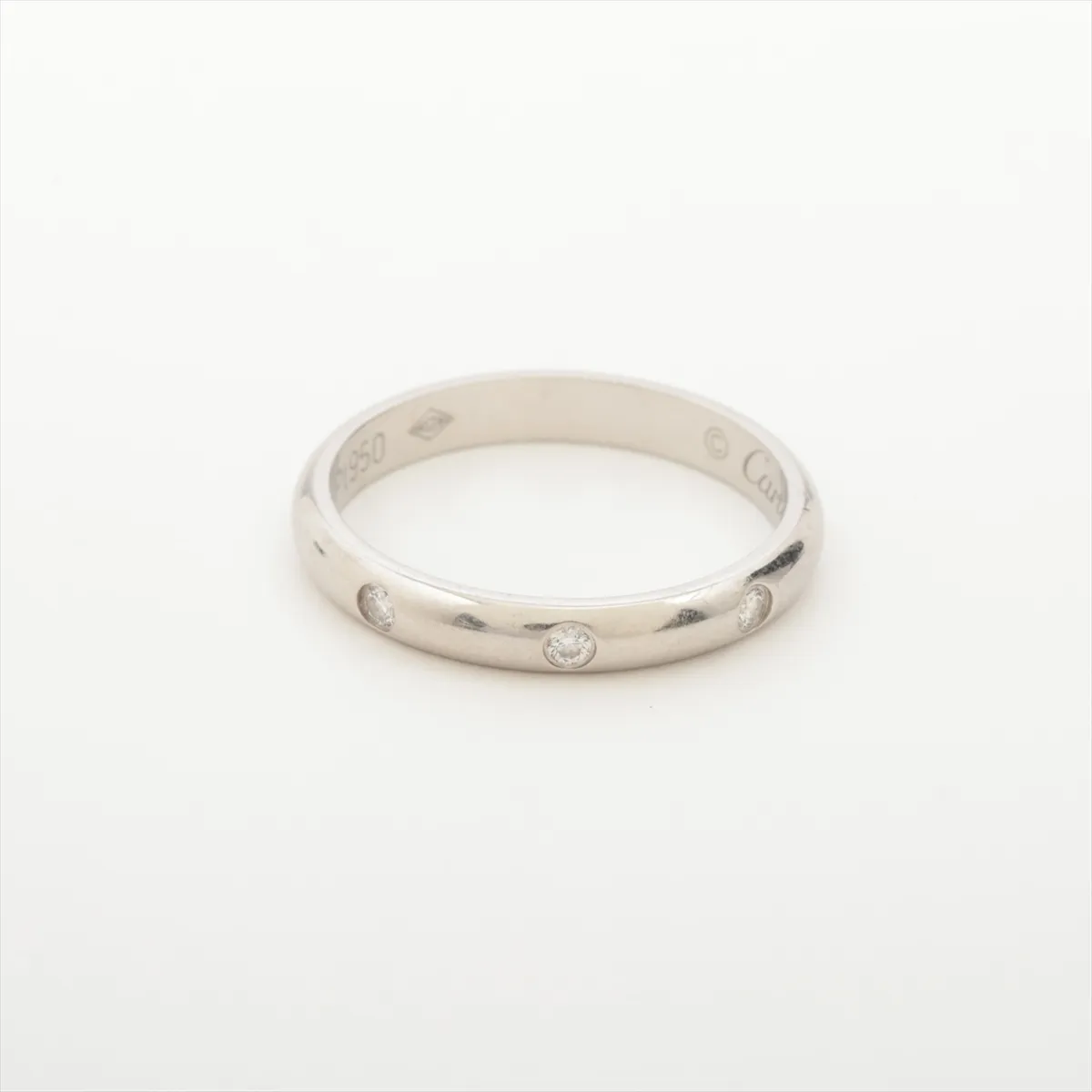 Wedding 3-Diamond Ring, Pt950, 2.7g, Size 47, DOX271 CRB4058347