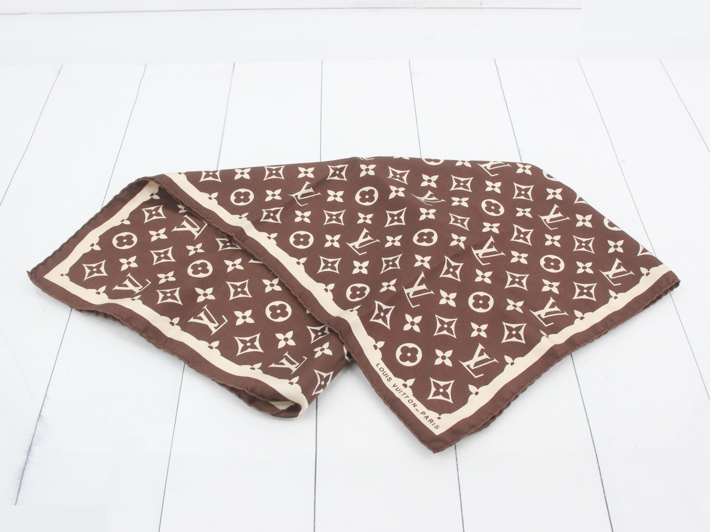 Silk monogrammed scarf, brown, approximately 57 x 56 cm — view 2