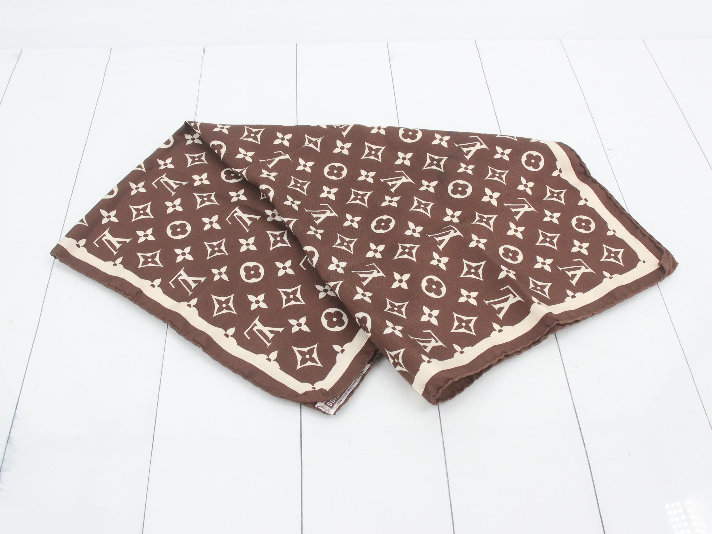 Silk monogrammed scarf, brown, approximately 57 x 56 cm — view 3