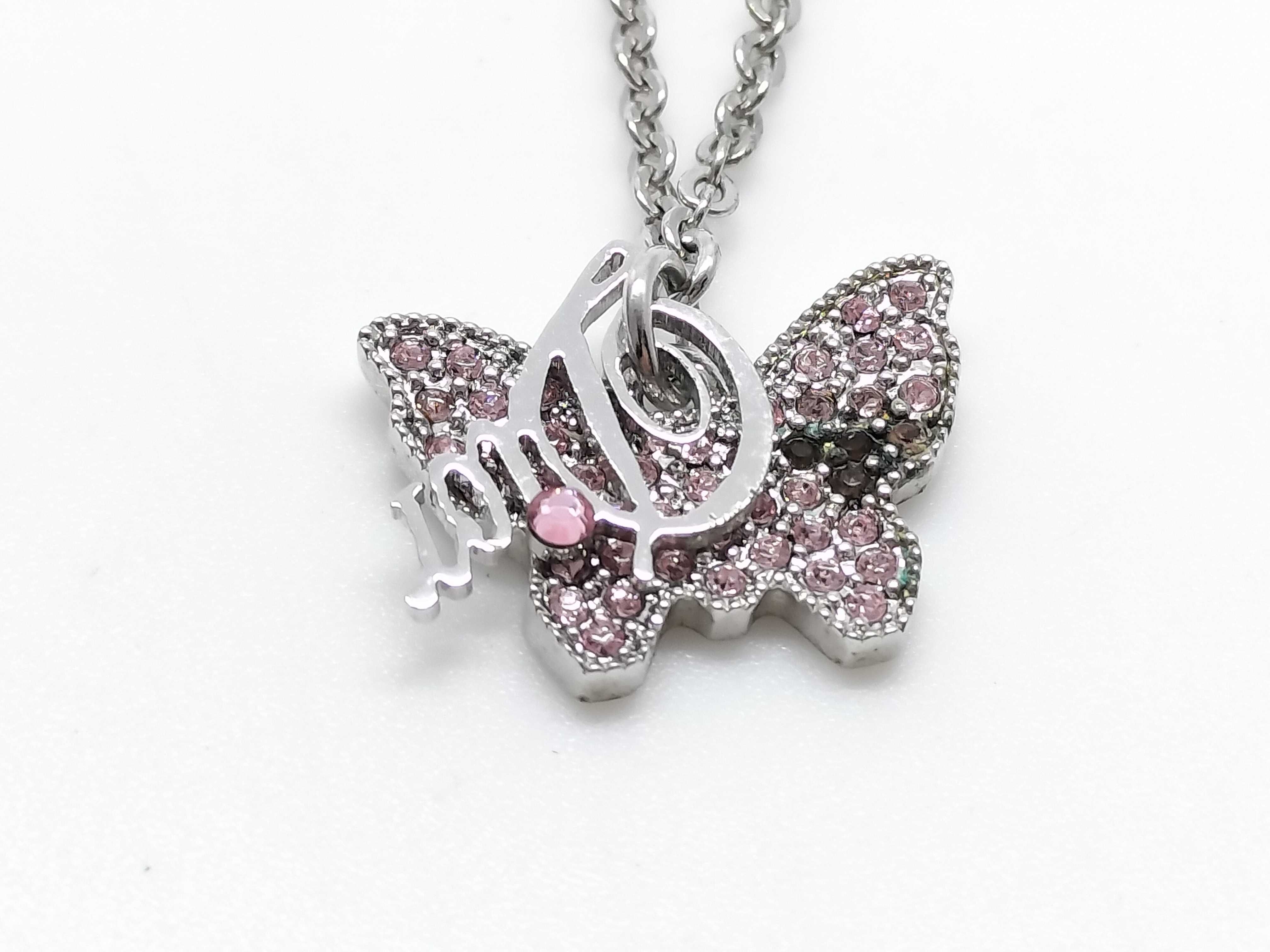 necklace with logo and butterfly design — view 2