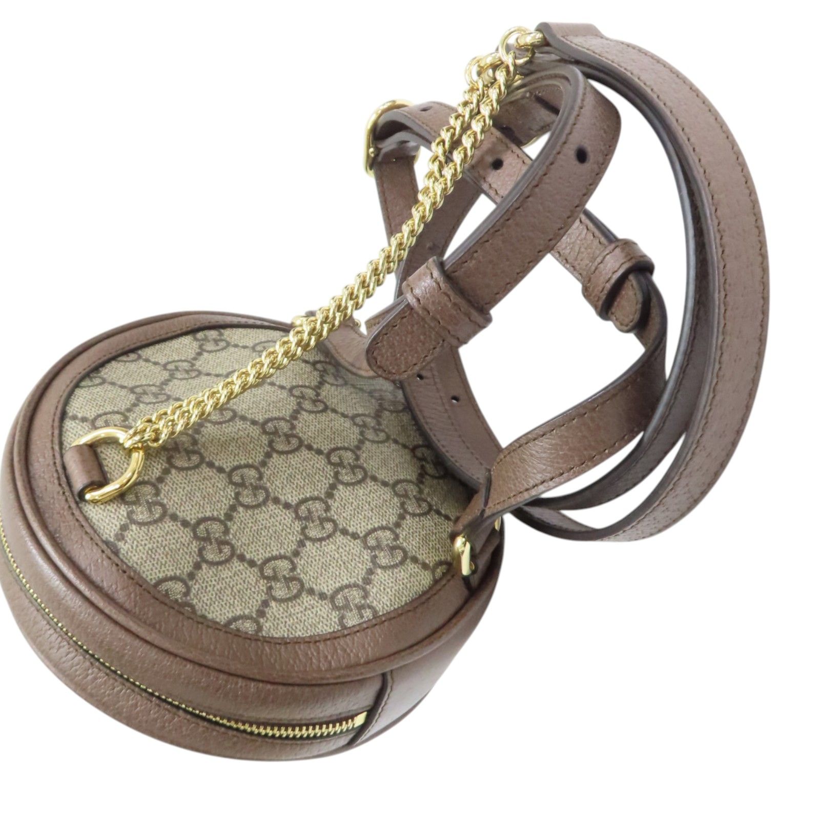 Ophidia Round Backpack Gg Supreme Pvc Brown #598661 — view 2
