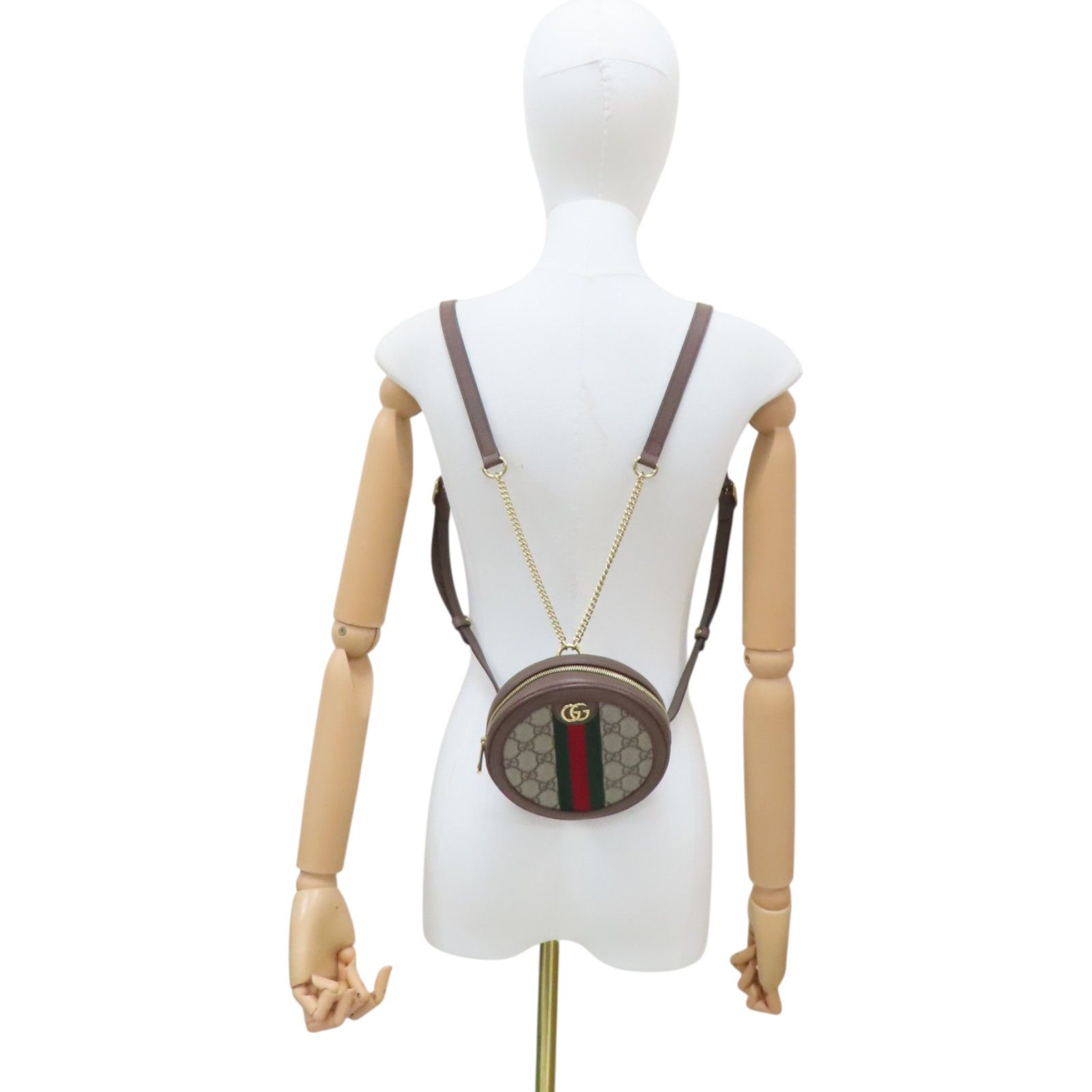 Ophidia Round Backpack Gg Supreme Pvc Brown #598661 — view 7
