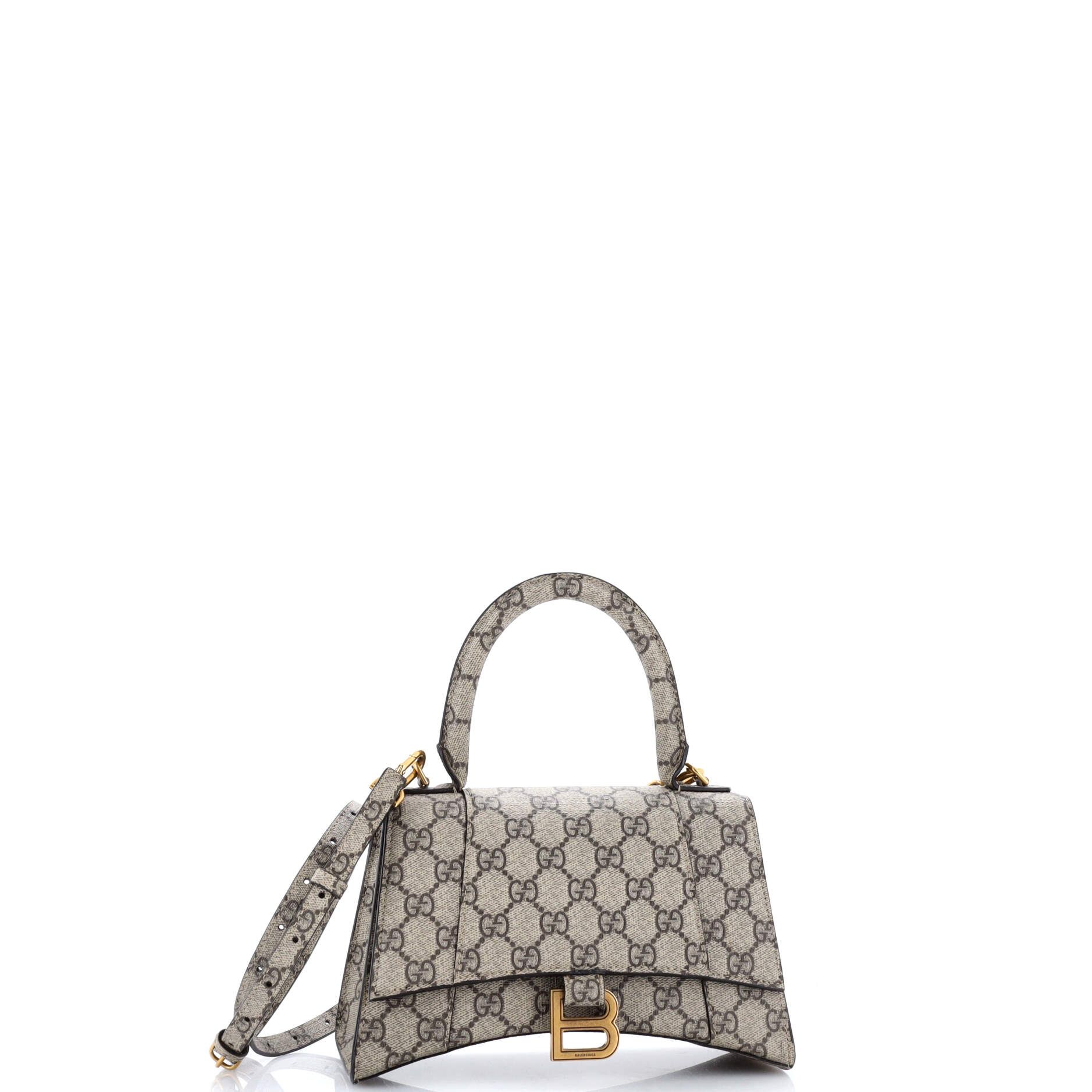 X Balenciaga The Hacker Project Hourglass Top Handle Bag Gg Coated Canvas Small — view 2