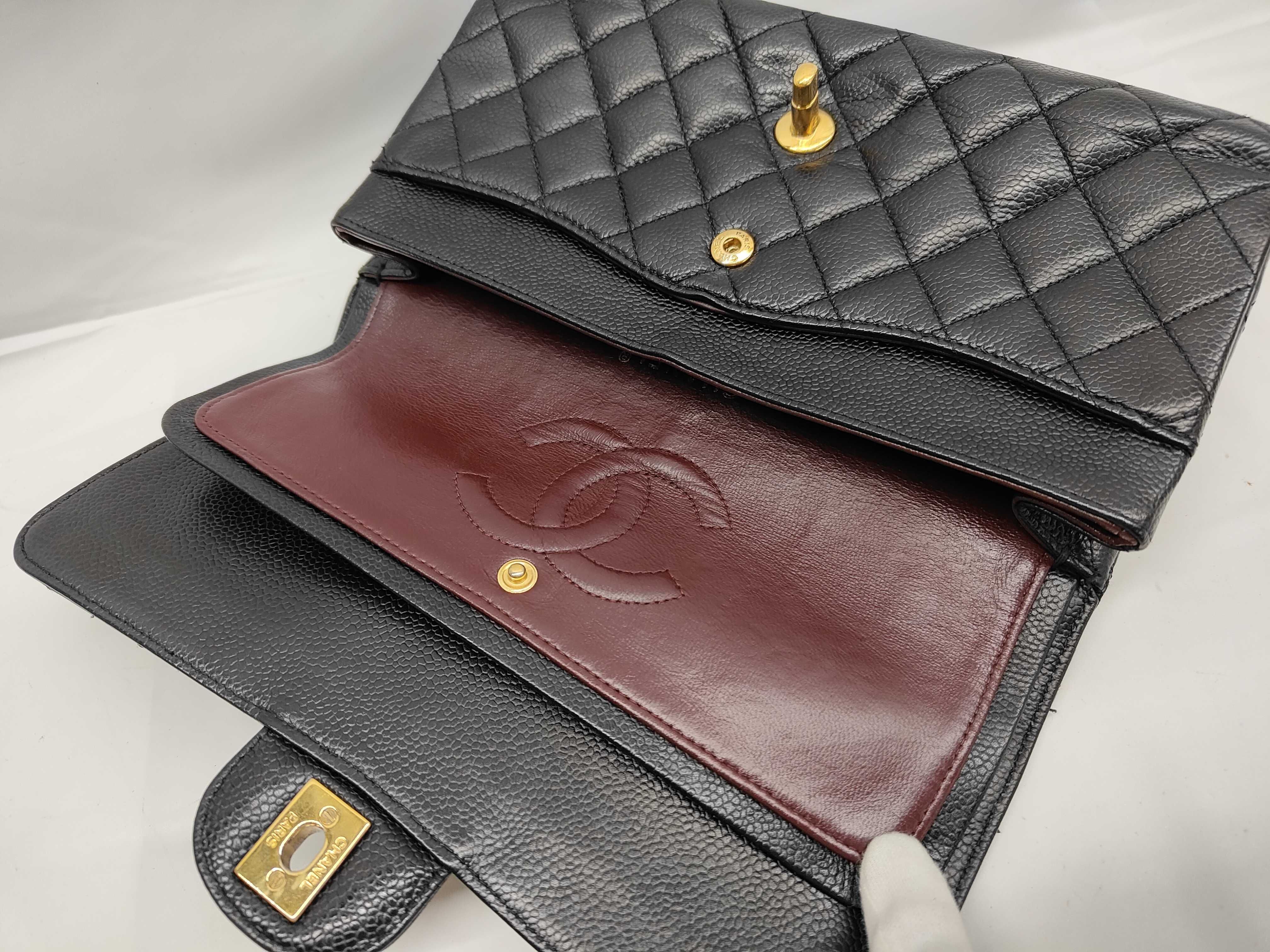 Caviar Skin CF Double Chain Shoulder Bag — view 8