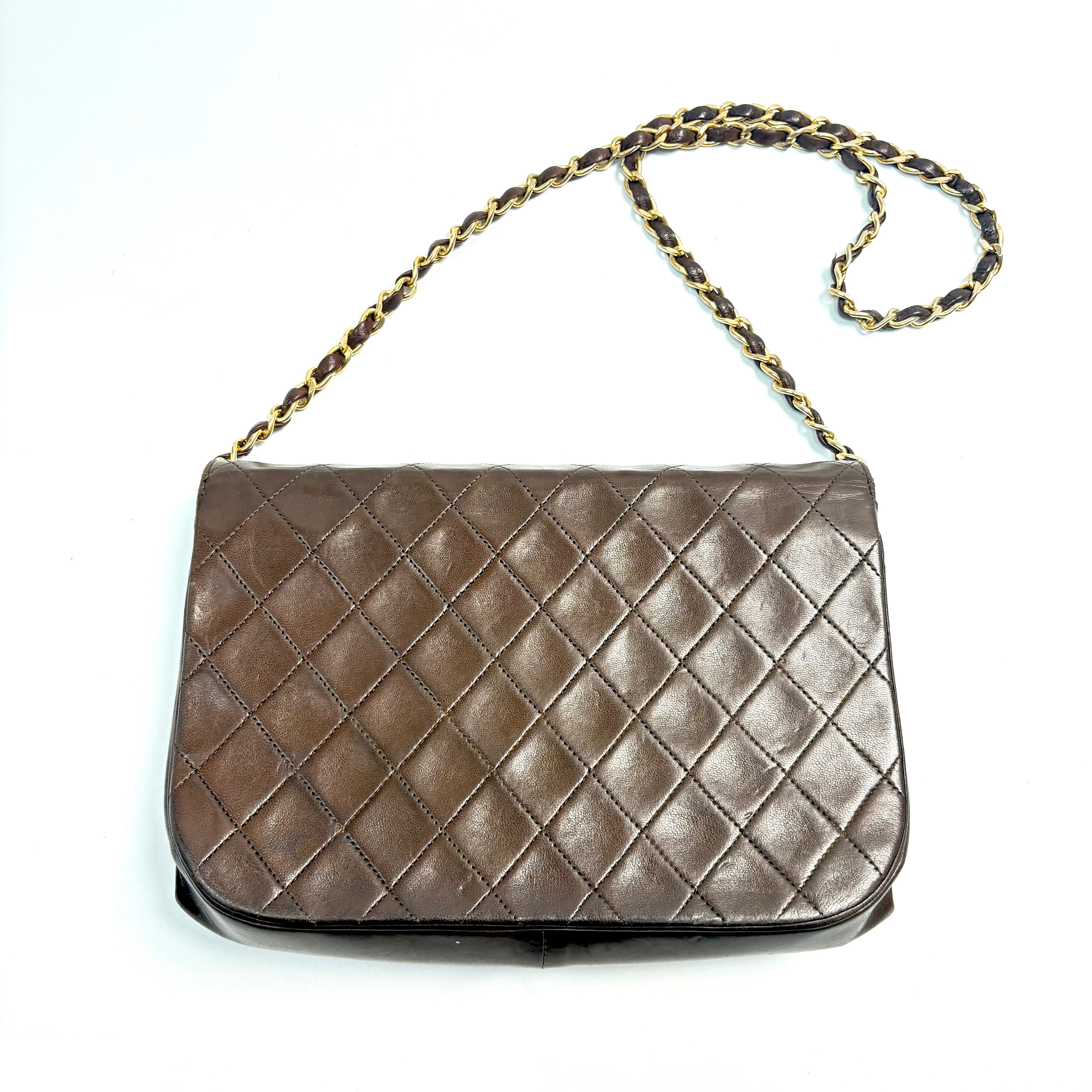 Matelassé double flap brown (bag) - shoulder bag — view 3
