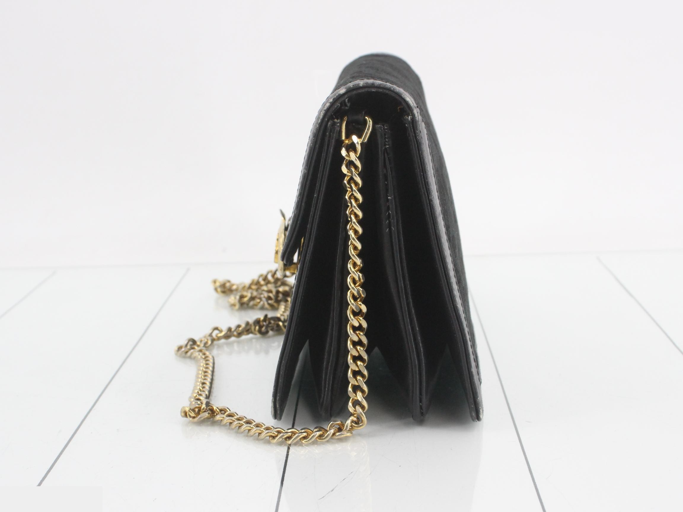 C Macadam Chain Shoulder Bag, Black Canvas Leather — view 3