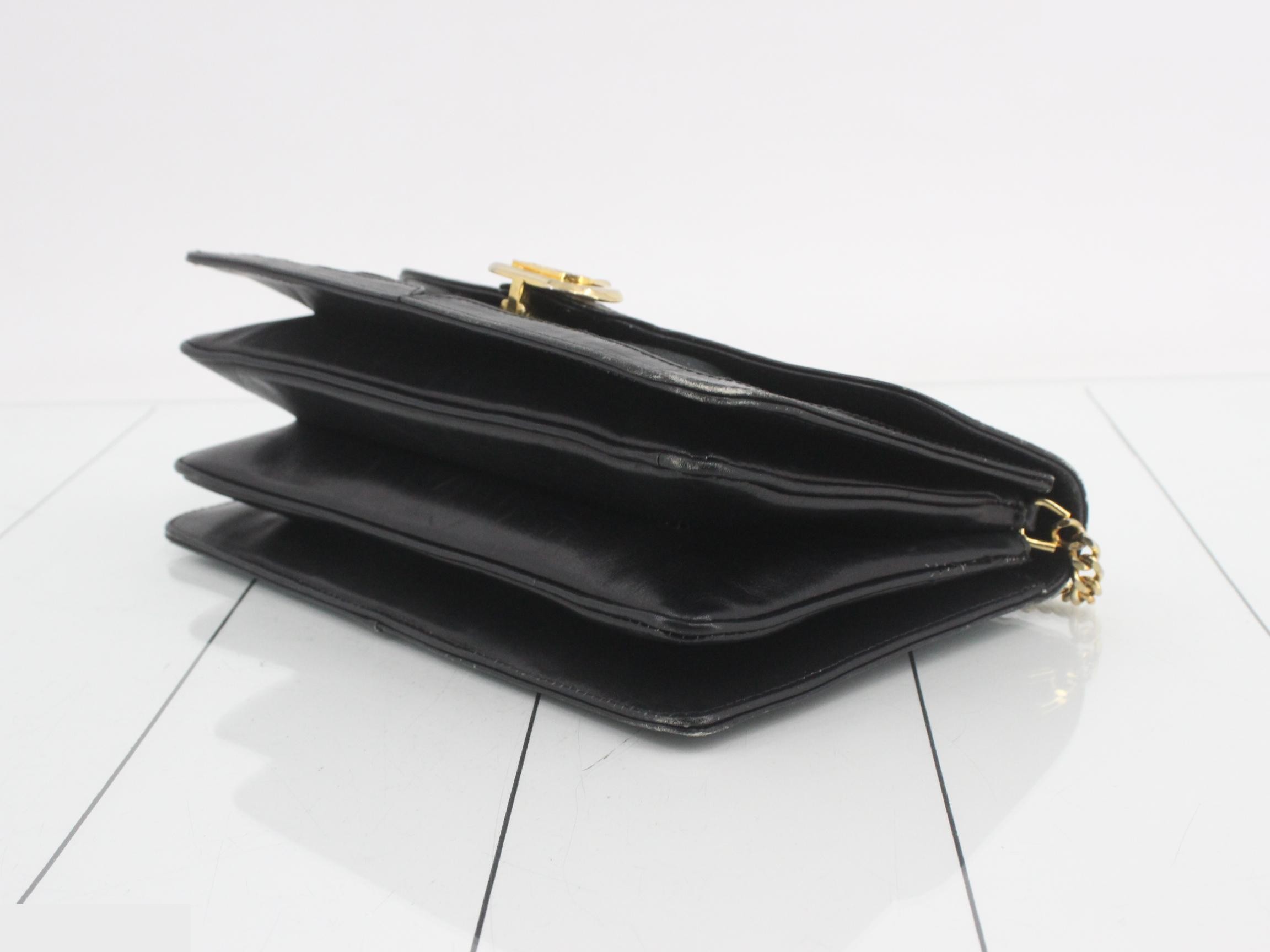 C Macadam Chain Shoulder Bag, Black Canvas Leather — view 6