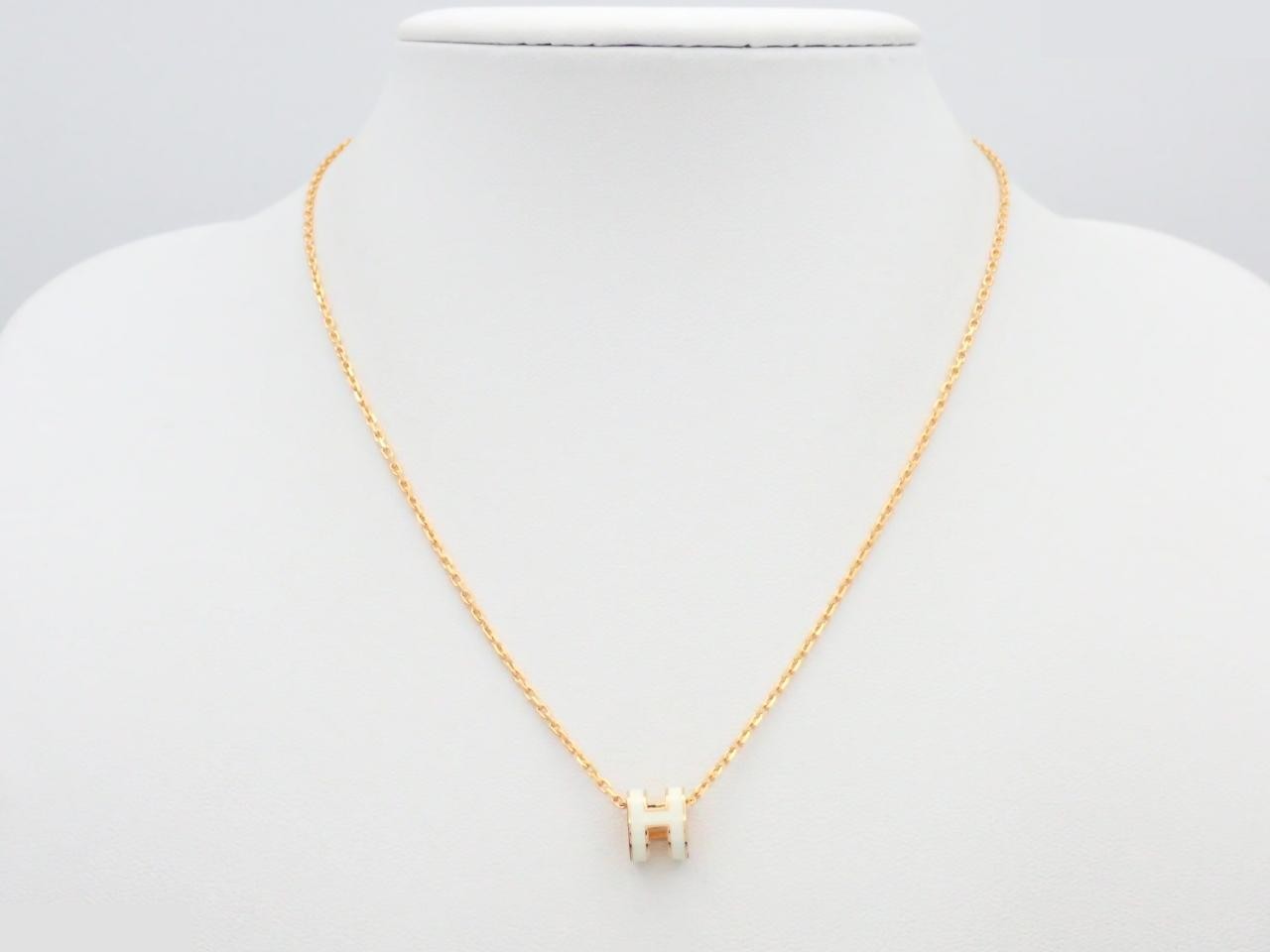 Pop H Necklace GP White x Gold ST0215 — view 3