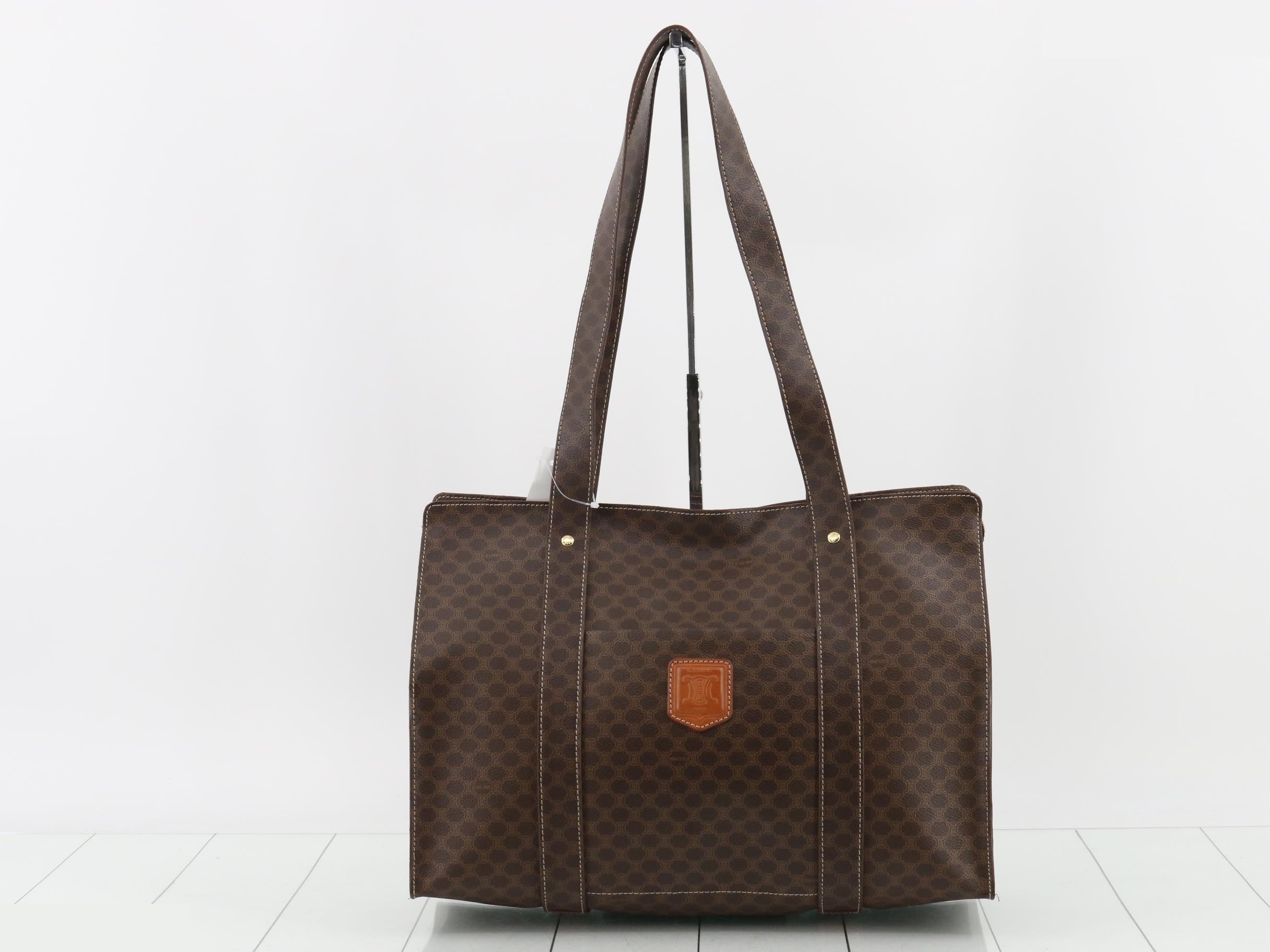 Tote bag, coated canvas, brown, macadam