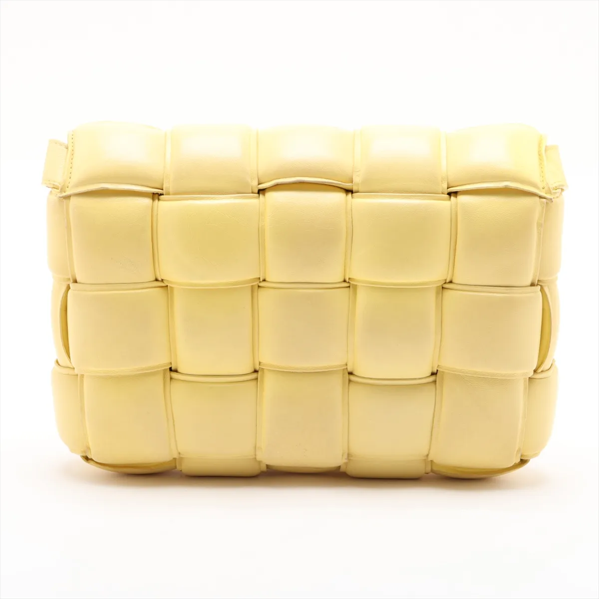 Maxi Intrecciato Padded Cassette Leather Shoulder Bag, Yellow — view 2