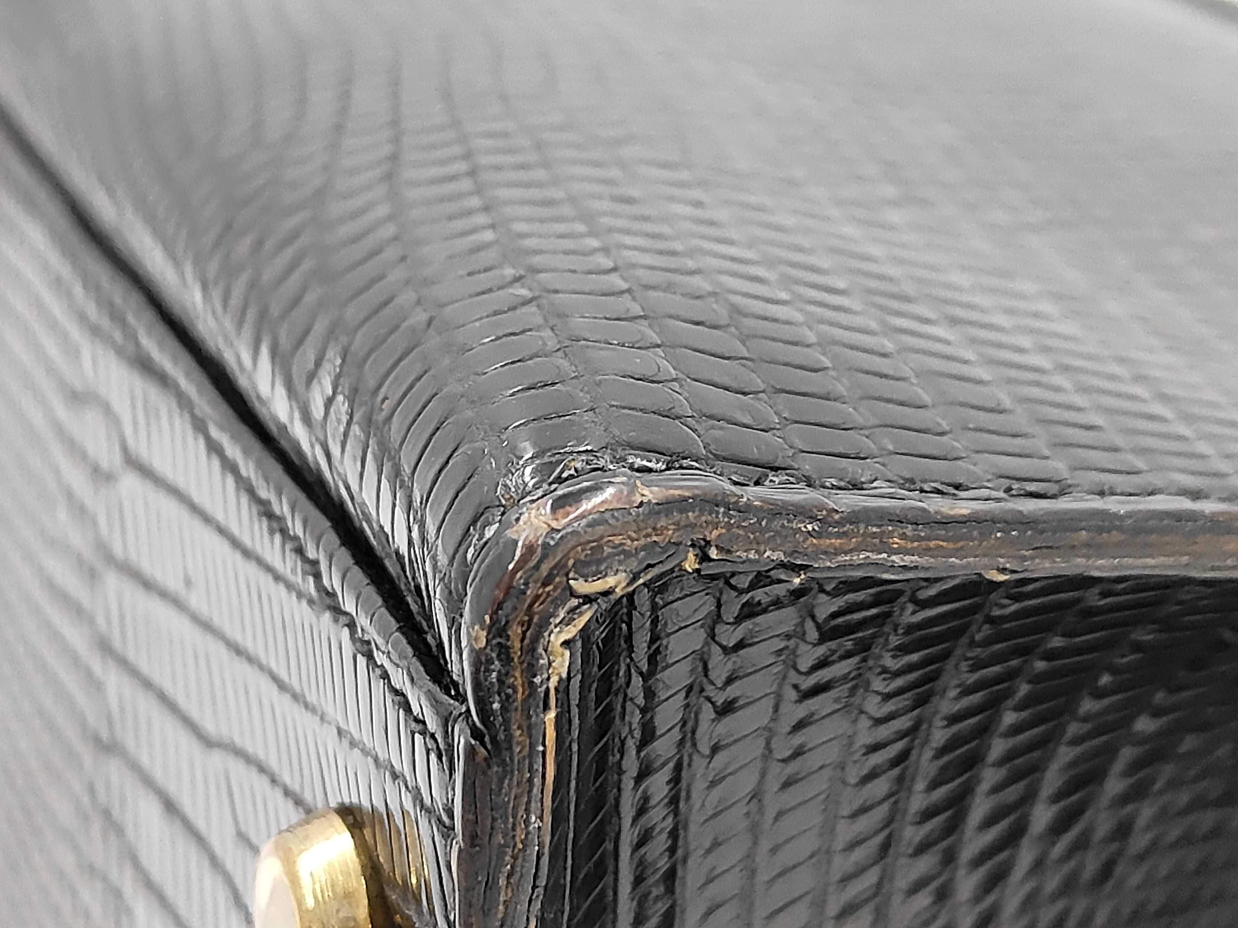 Kelly 35 Lizard Leather Handbag, Black with Gold Hardware — view 4