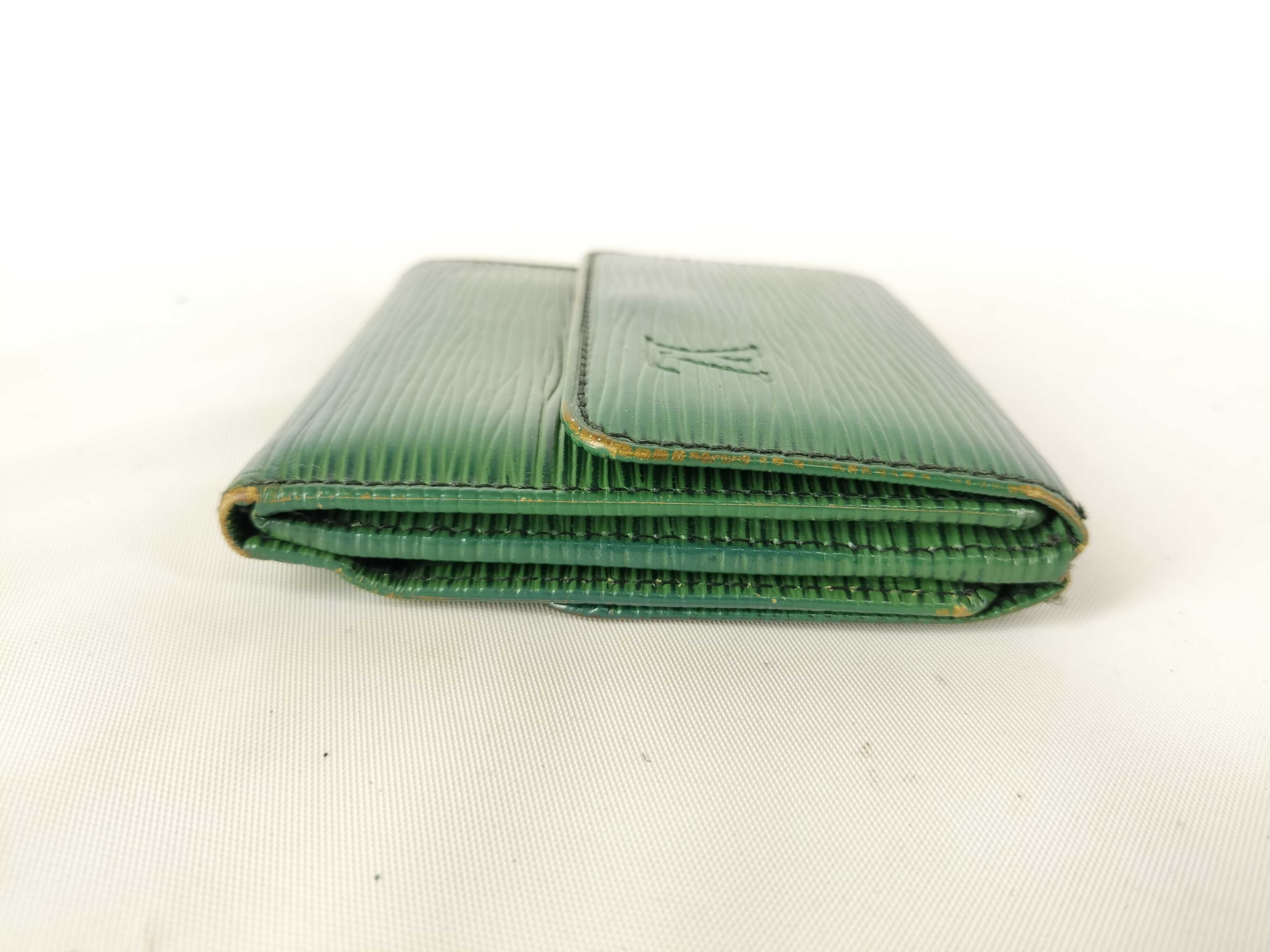 Epi Leather Wallet with Double Snap Closure (SHB-SWIP Hardware) - Green — view 3